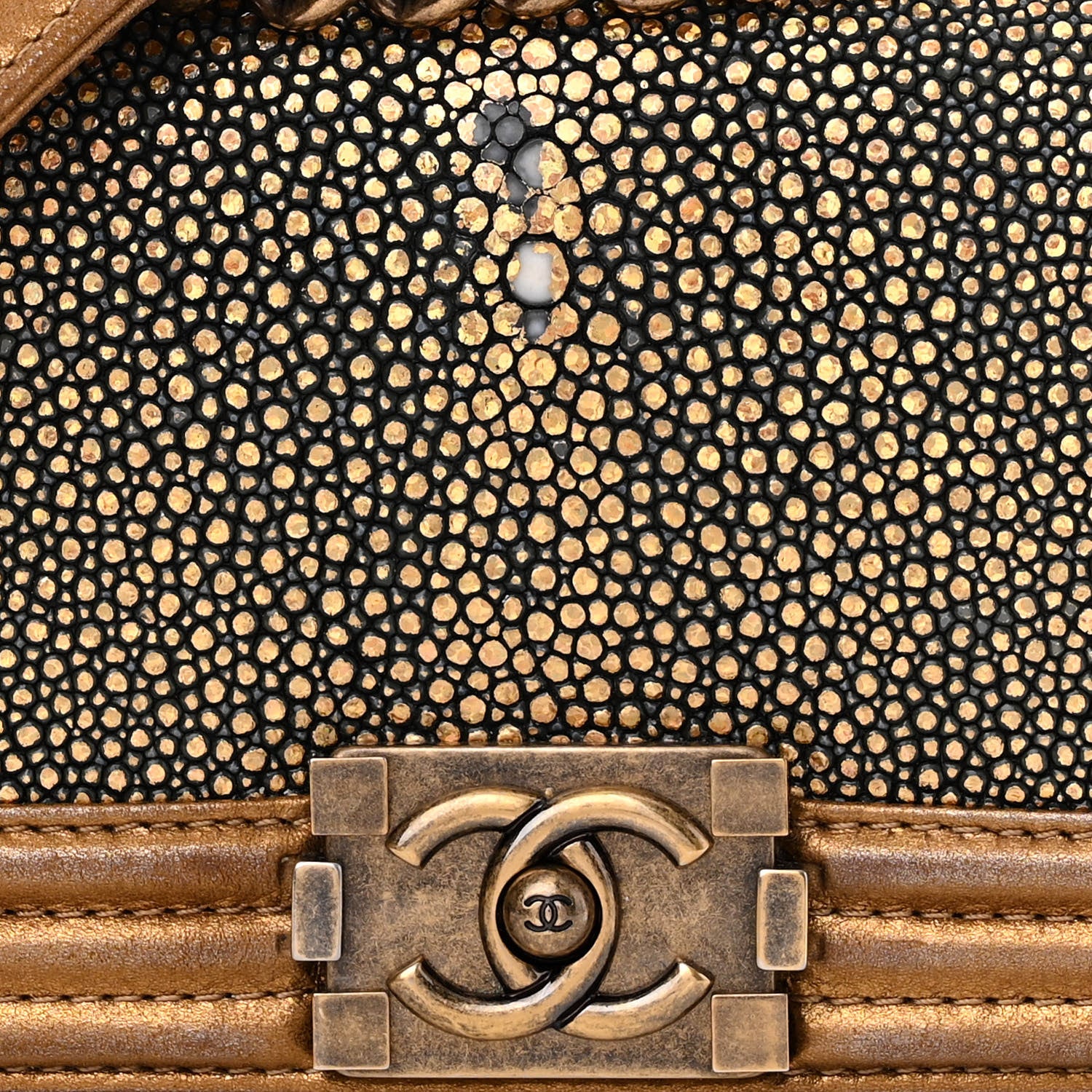 Chanel Galuchat Stingray Mini Boy Flap Gold 8 of 17