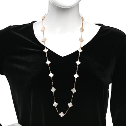 Van Cleef & Arpels 18K Yellow Gold Mother of Pearl 20 Motifs Vintage Alhambra Necklace 2 of 6