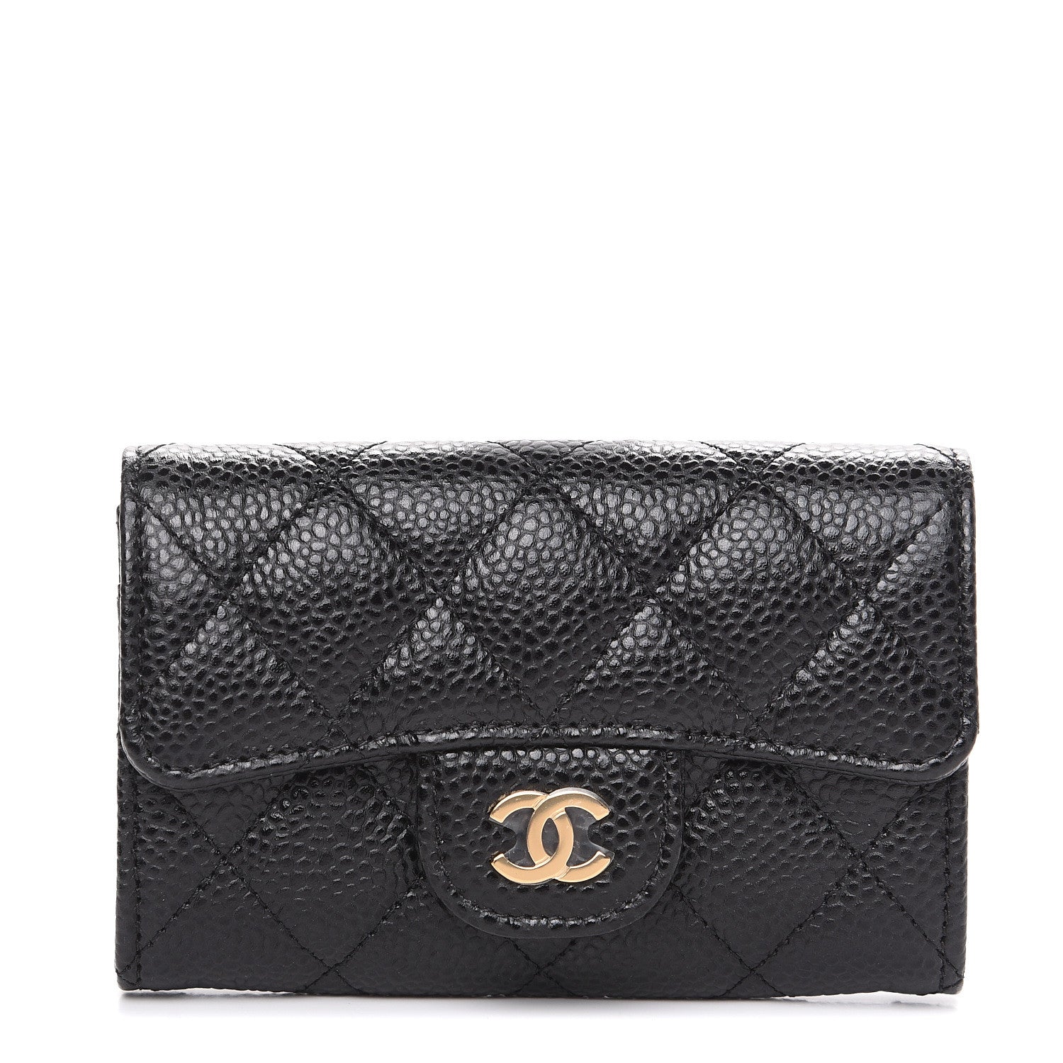 Chanel Caviar Quilted Flap Card Holder Wallet Black 1 of 8