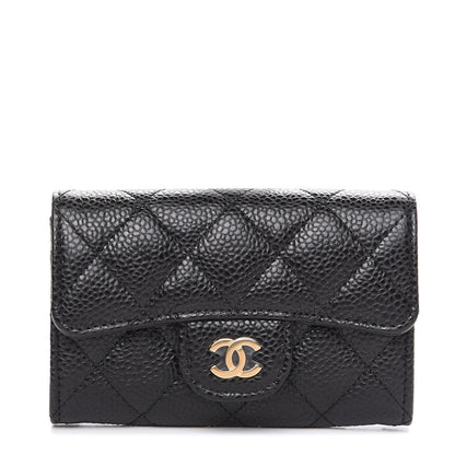 Chanel Caviar Quilted Flap Card Holder Wallet Black 1 of 8