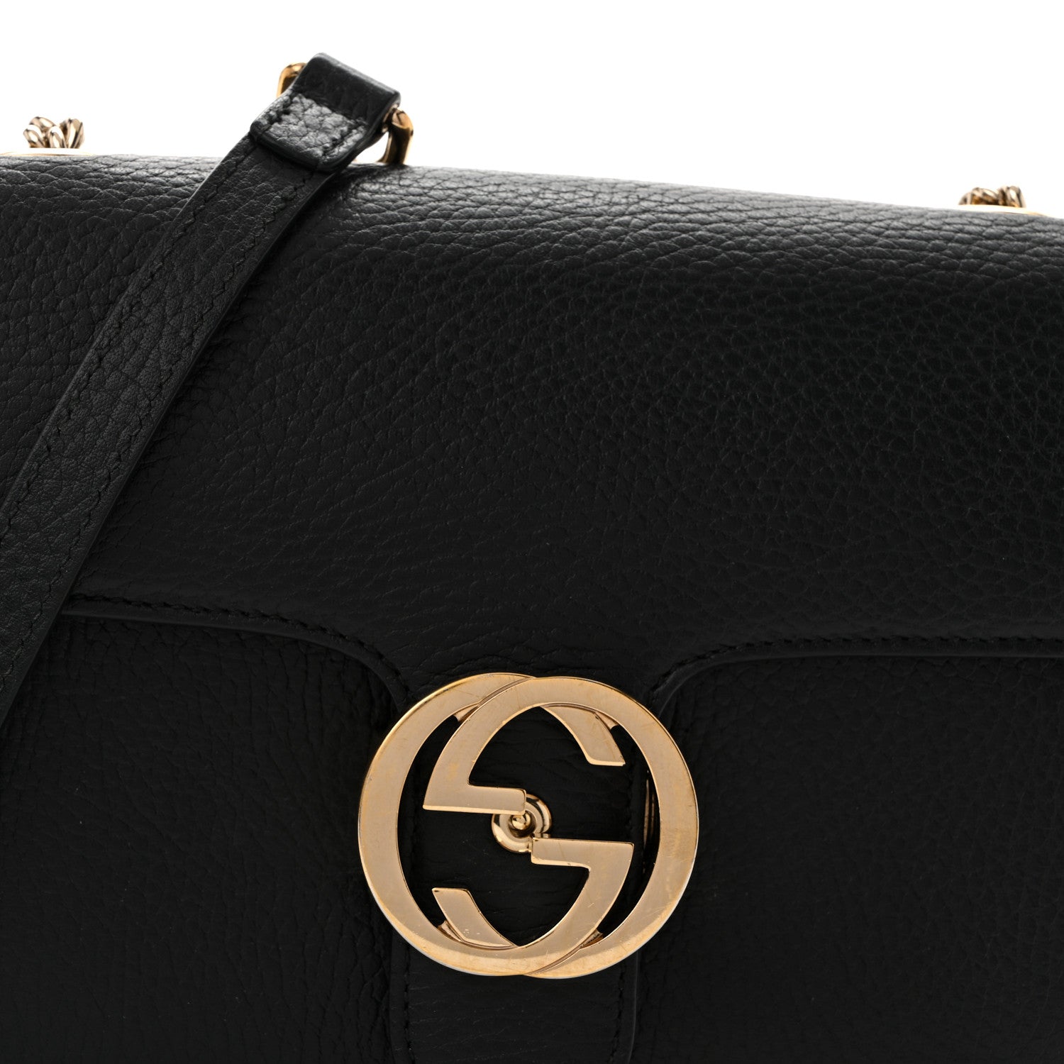Gucci Dollar Calfskin Small Interlocking G Shoulder Bag Black 9 of 16
