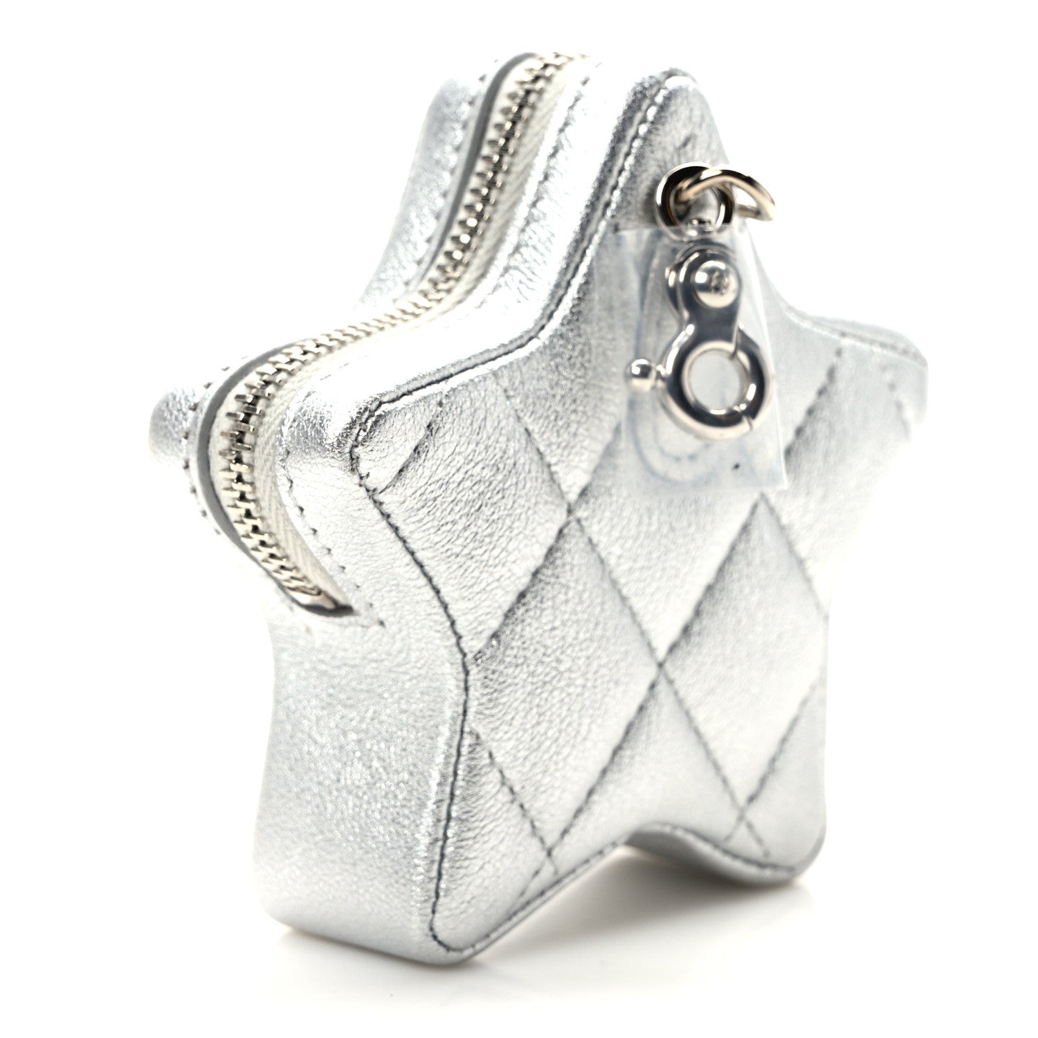Chanel Metallic Lambskin Walk Of Fame Star Clip On Coin Purse Silver 3 of 8