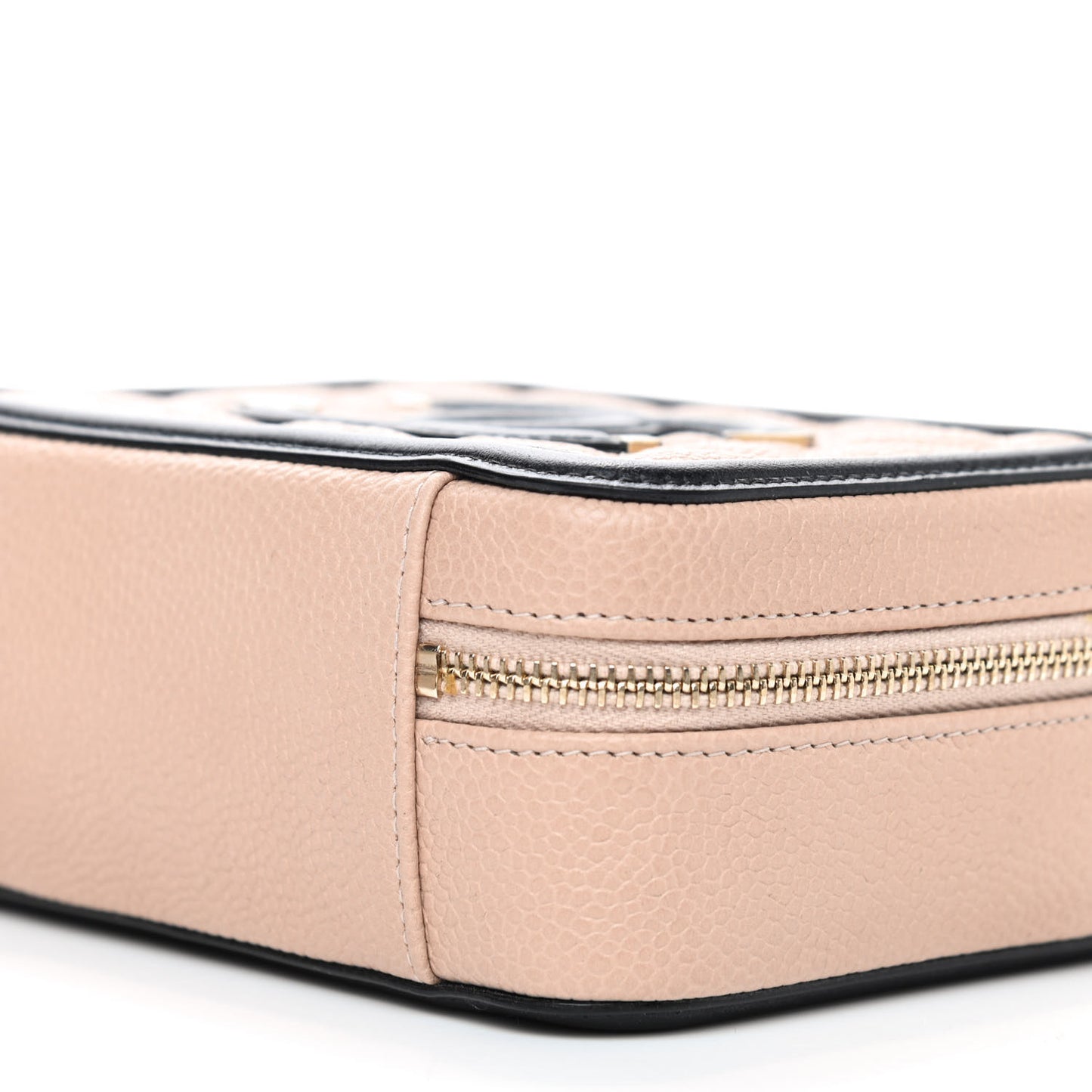 Caviar Quilted CC Filigree Vanity Clutch With Chain Beige Black