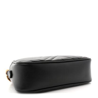 Gucci Calfskin Matelasse Small GG Marmont Chain Shoulder Bag Black 4 of 11