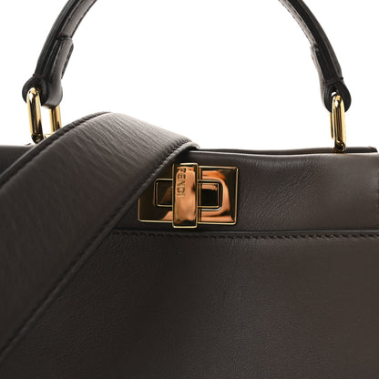 Fendi Vitello Seta Suede FF Mini Peekaboo Iconic Satchel Chocolate Sigaro Marrone 7 of 10
