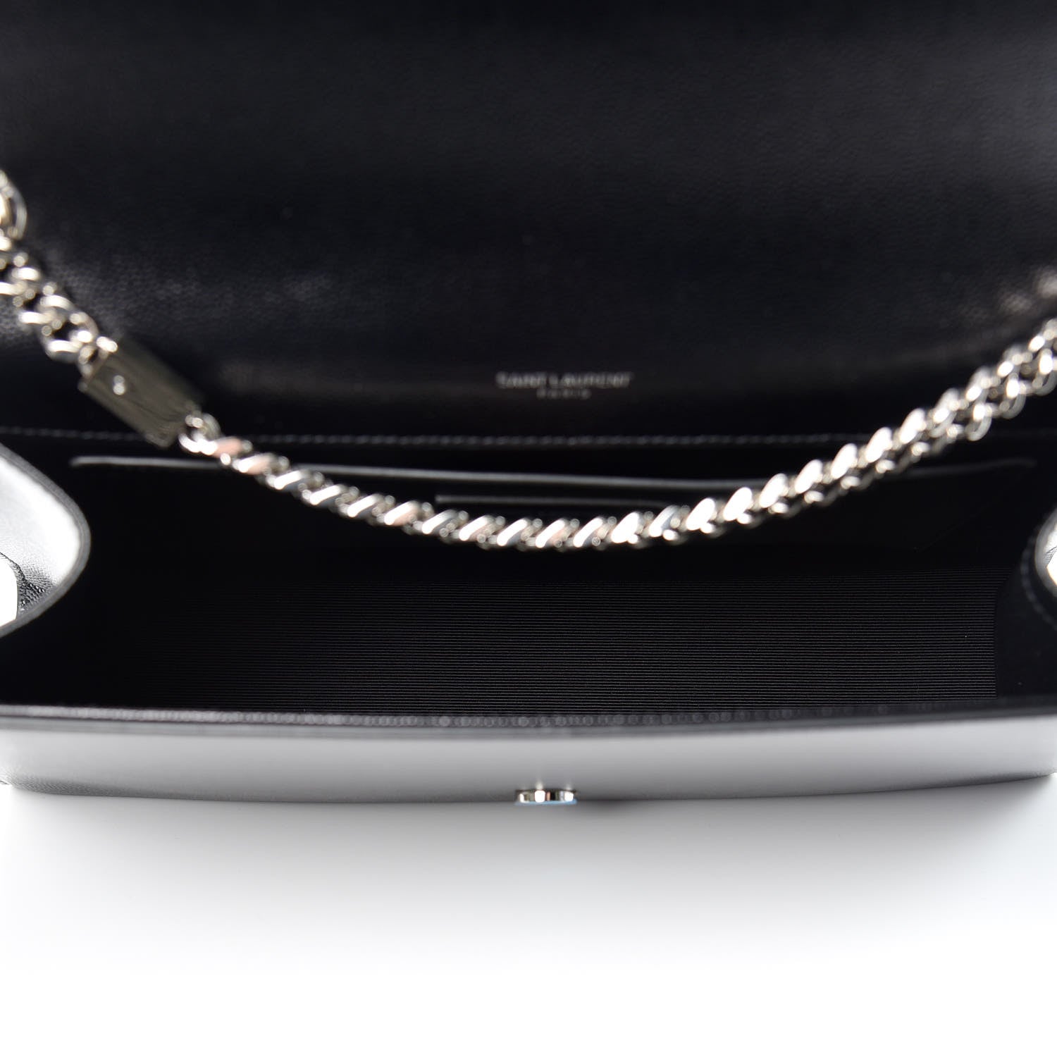 Saint Laurent Grain De Poudre Large Classic Monogram Kate Satchel Black 7 of 9