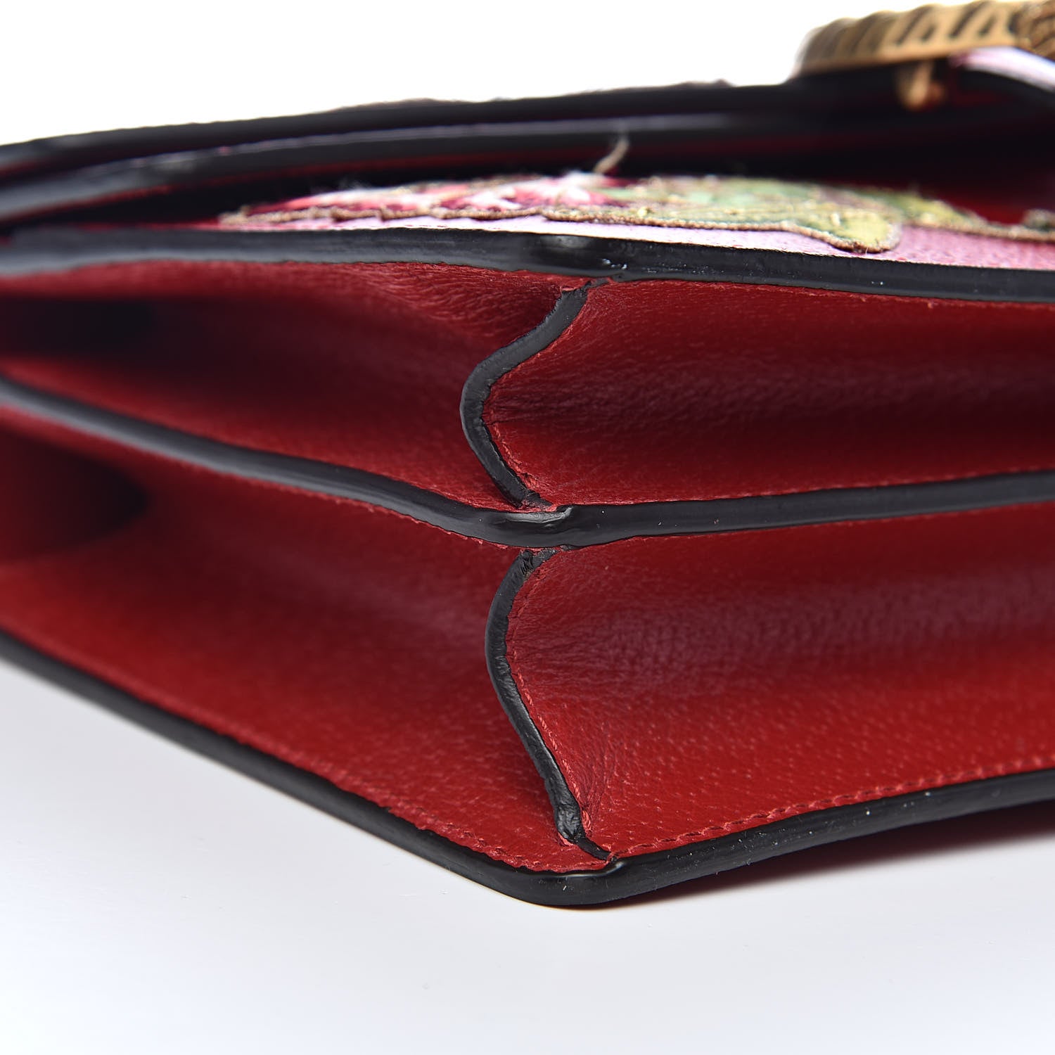 Gucci Calfskin Web Floral Embroidered Small Dionysus Shoulder Bag Hibiscus Red 9 of 11