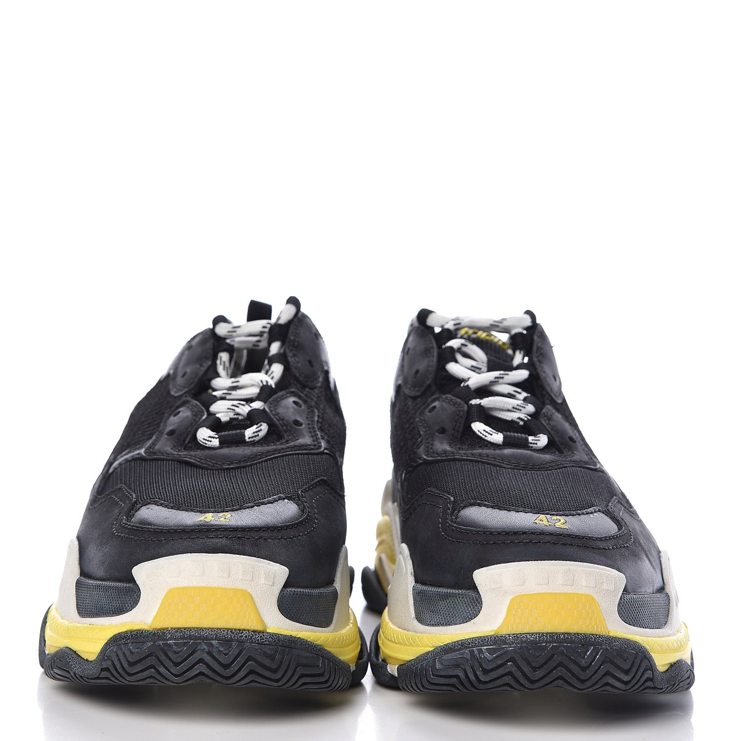 Fabric Mesh Womens Triple S Sneakers 42 Black Yellow