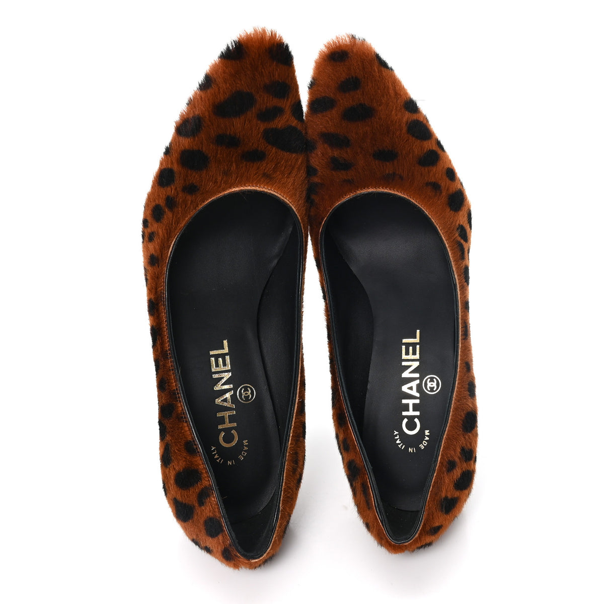 Chanel Pony Hair Lambskin Pumps 37.5 Brown Black 2 of 10