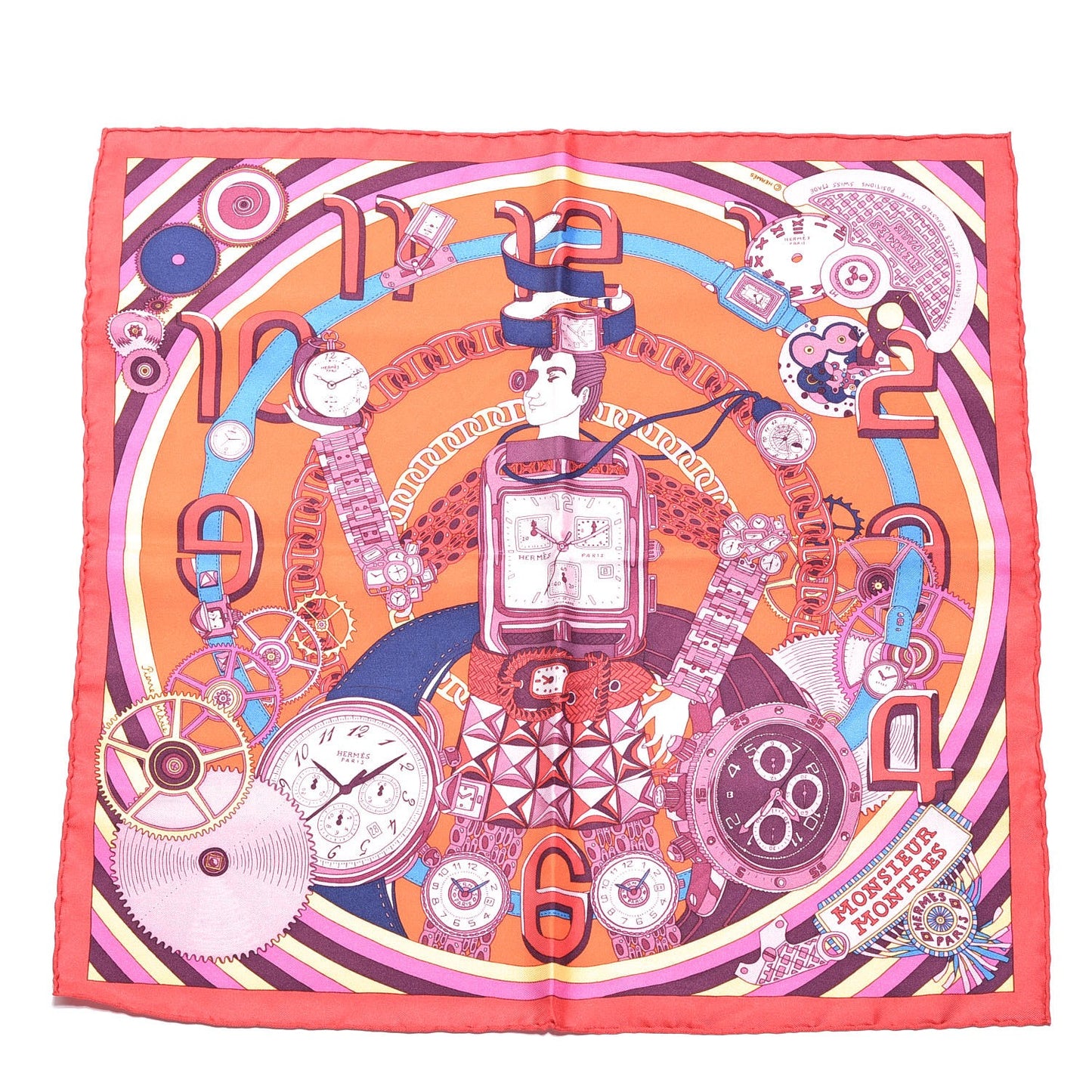 Silk Monsieur Montres Pocket Square