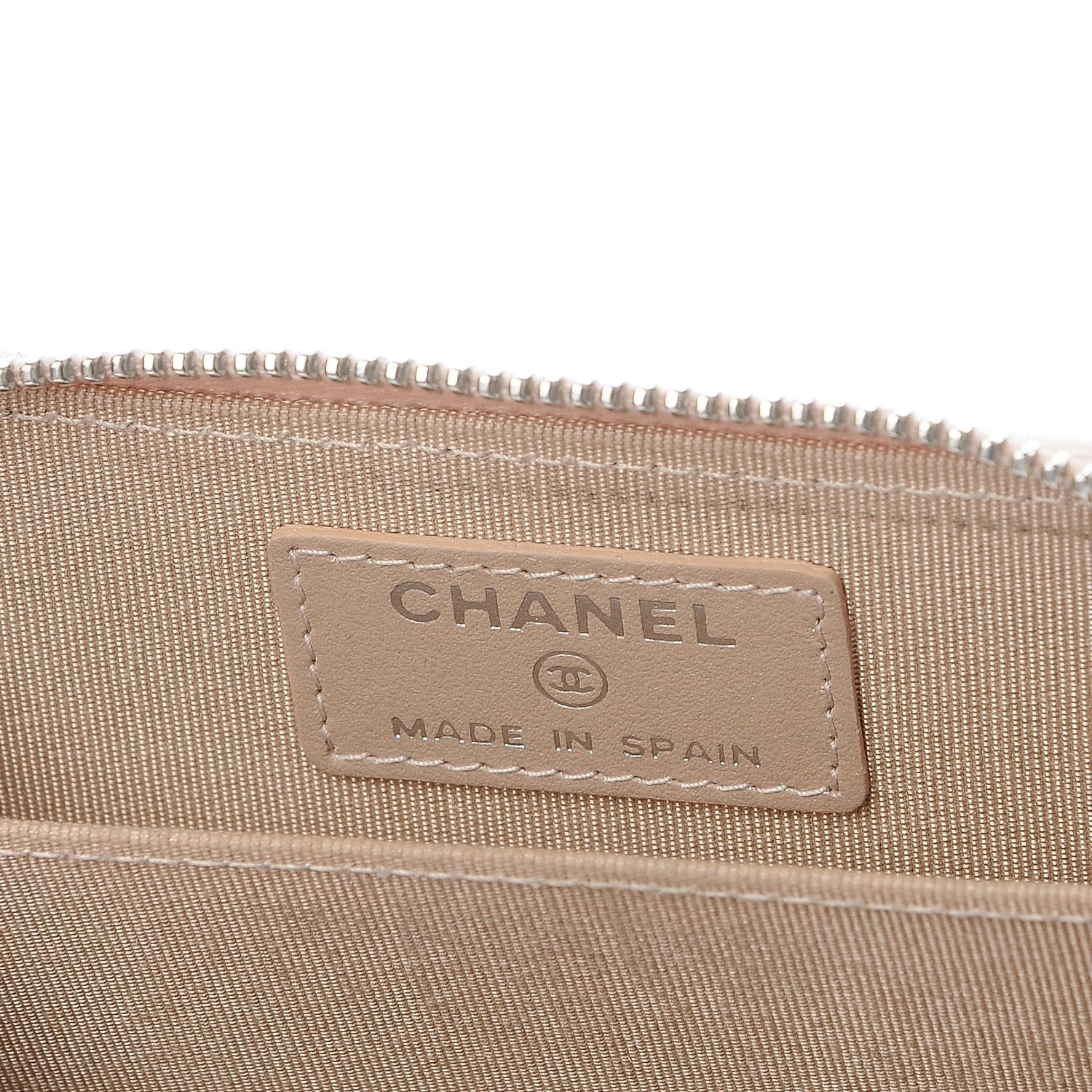 Chanel Metallic Caviar Chevron Quilted Zip Around Coin Purse Light Gold 6 of 8