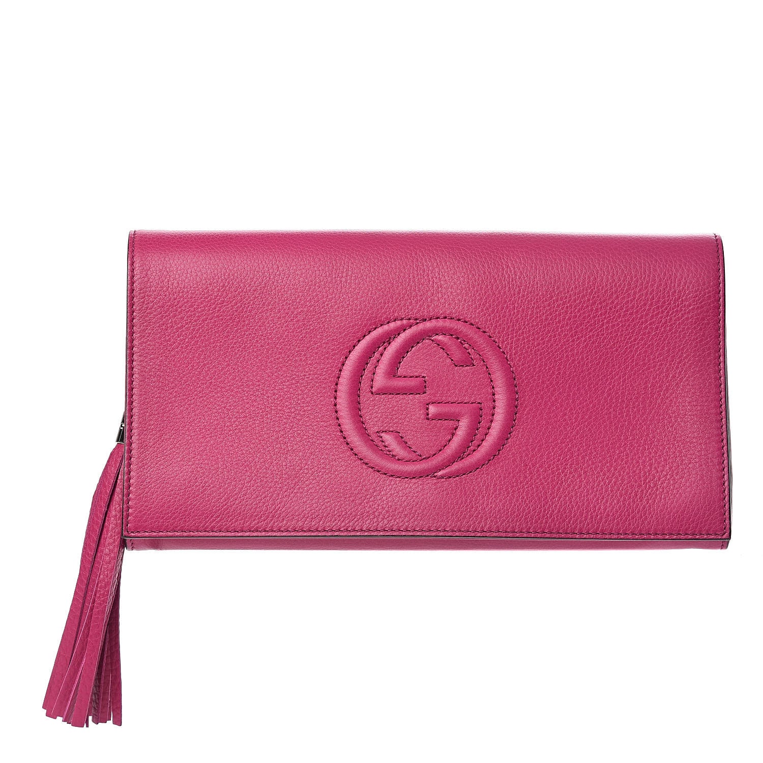 Gucci Pebbled Calfskin Medium Soho Clutch Fuchsia 1 of 10