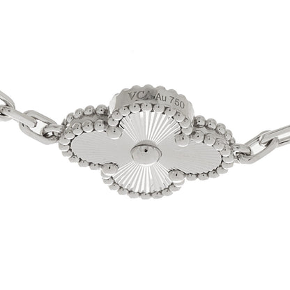 Van Cleef & Arpels 18K White Gold 5 Motifs Guilloche Vintage Alhambra Bracelet 4 of 5