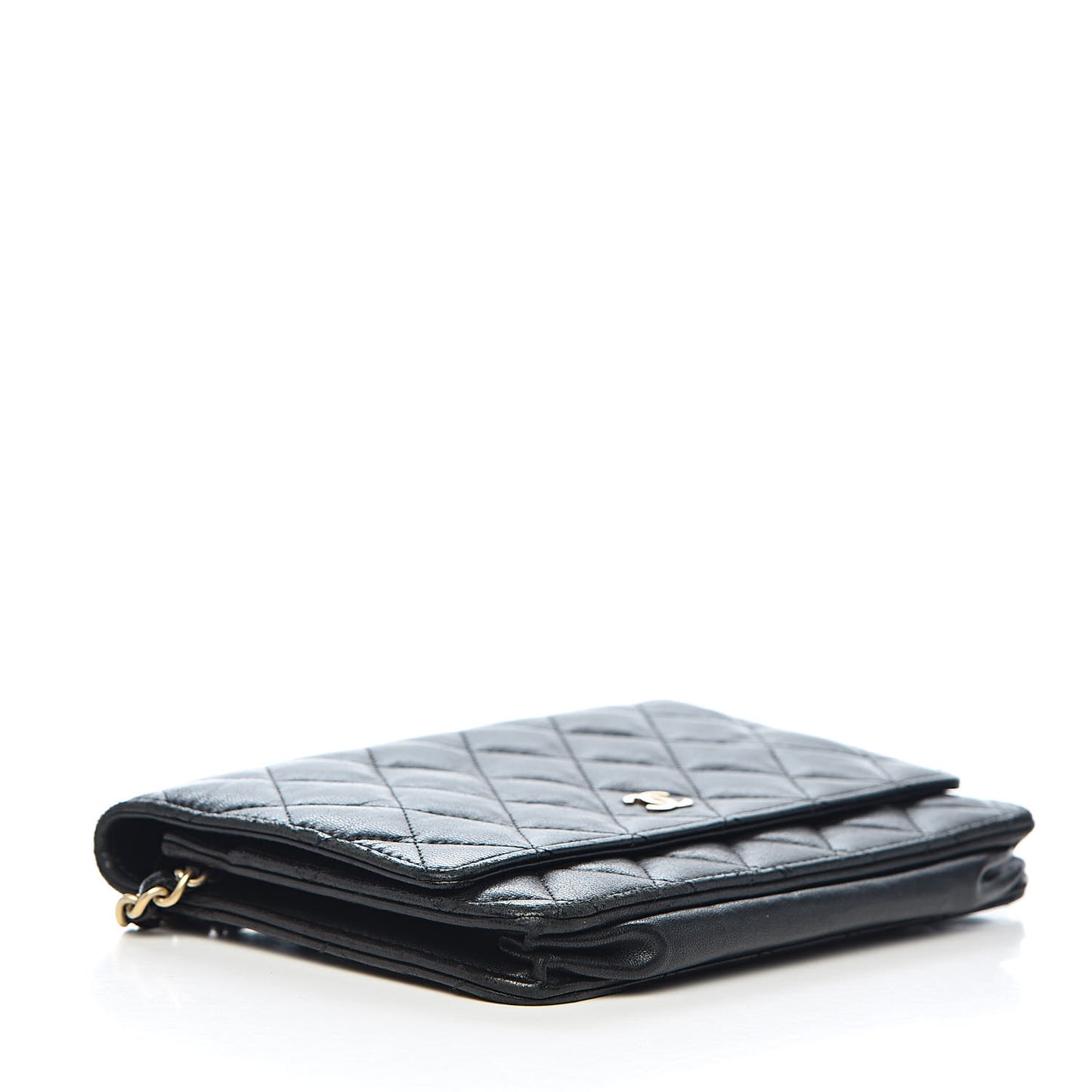 Lambskin Quilted Wallet On Chain WOC Black