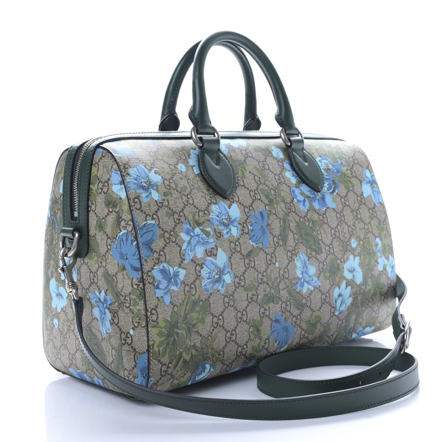 Gucci GG Supreme Monogram Bloom Butterfly Embroidered Medium Boston Green 3 of 9