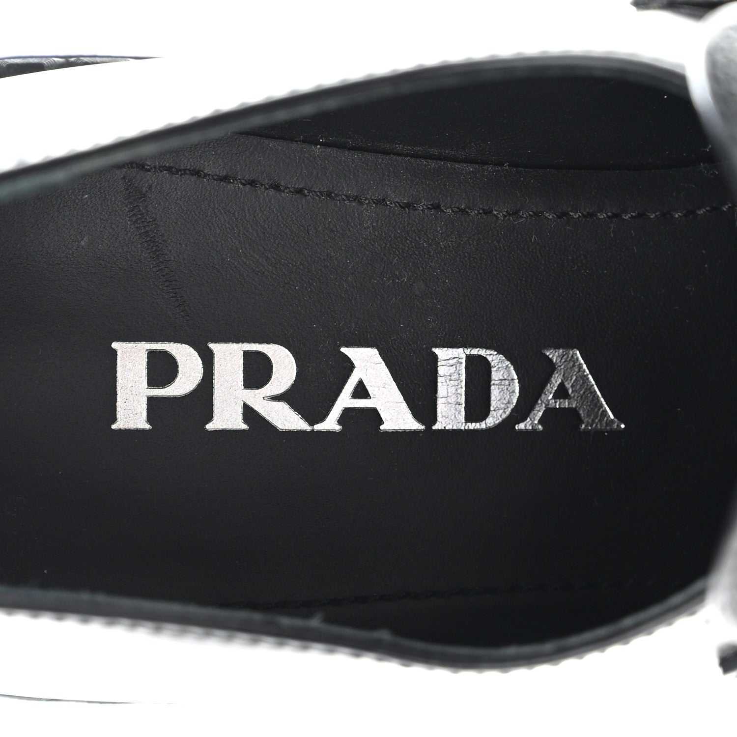 Prada Spazzolato Metal Triangle Logo 50mm Loafers 35 Black 7 of 13