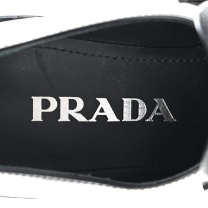 Prada Spazzolato Metal Triangle Logo 50mm Loafers 35 Black 7 of 13