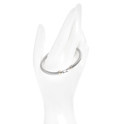 David Yurman Sterling Silver 18K Yellow Gold 5mm Cable Classic Buckle Bracelet 2 of 4