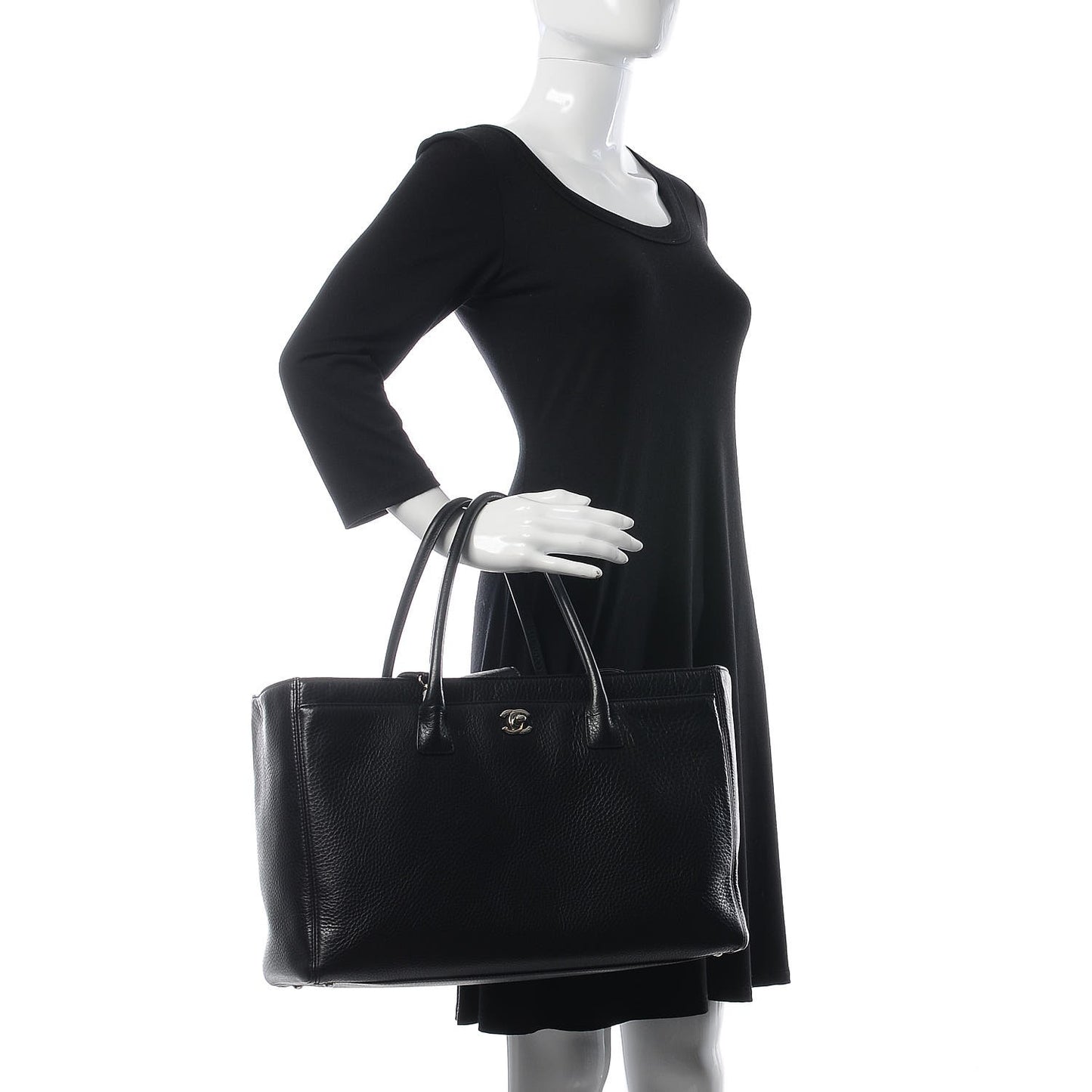 Calfskin Cerf Shopper Tote Black