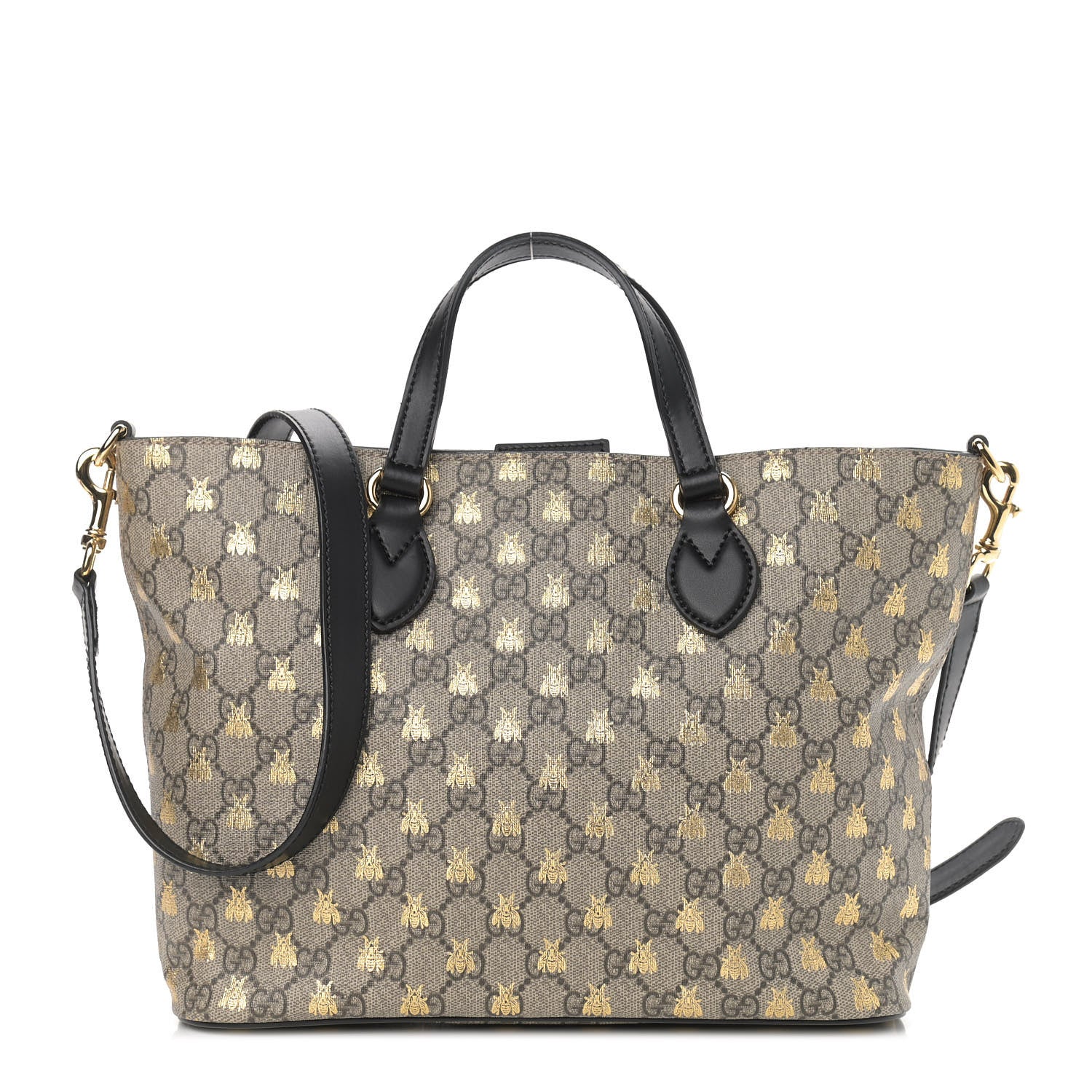 Gucci Soft GG Supreme Monogram Bees Small Crossbody Tote Beige Oro Black 1 of 9