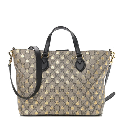 Gucci Soft GG Supreme Monogram Bees Small Crossbody Tote Beige Oro Black 1 of 9