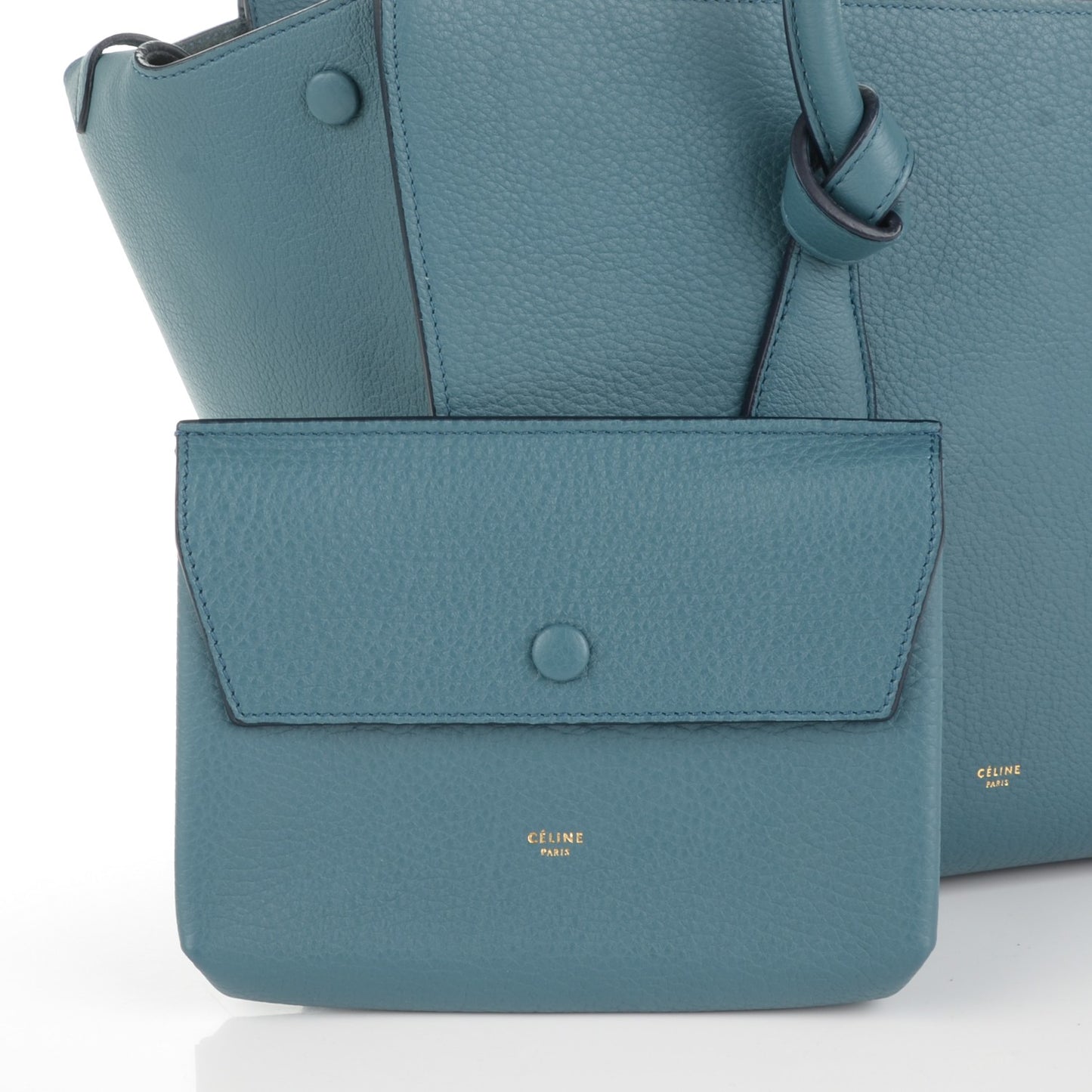 Grained Calfskin Small Tie Knot Tote Denim