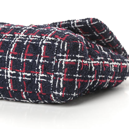 Chanel Tweed Quilted Medium Chanel 19 Flap Navy Blue White Red 10 of 11