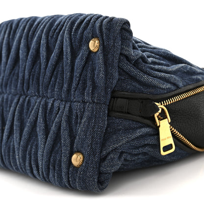 Miu Miu Denim Matelasse Small Zip Tote Blue 9 of 11