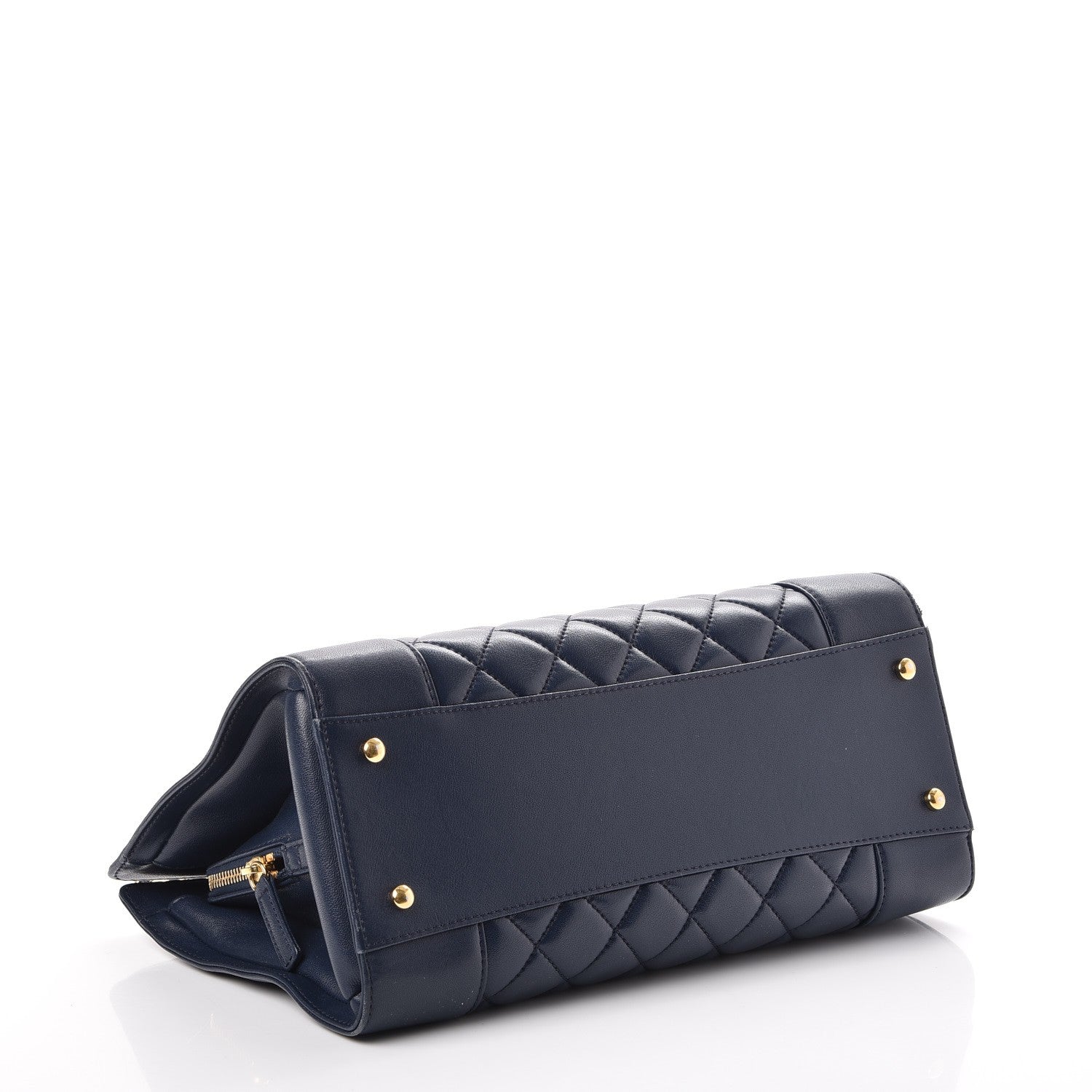 Chanel Sheepskin Quilted Mademoiselle Vintage Shopping Tote Navy 4 of 8