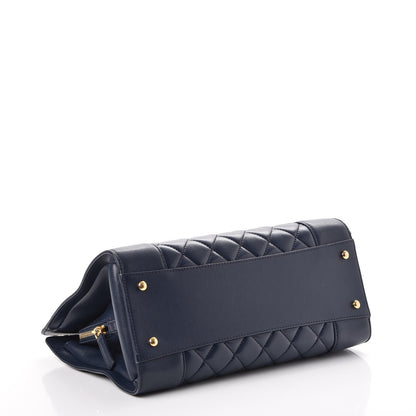 Chanel Sheepskin Quilted Mademoiselle Vintage Shopping Tote Navy 4 of 8