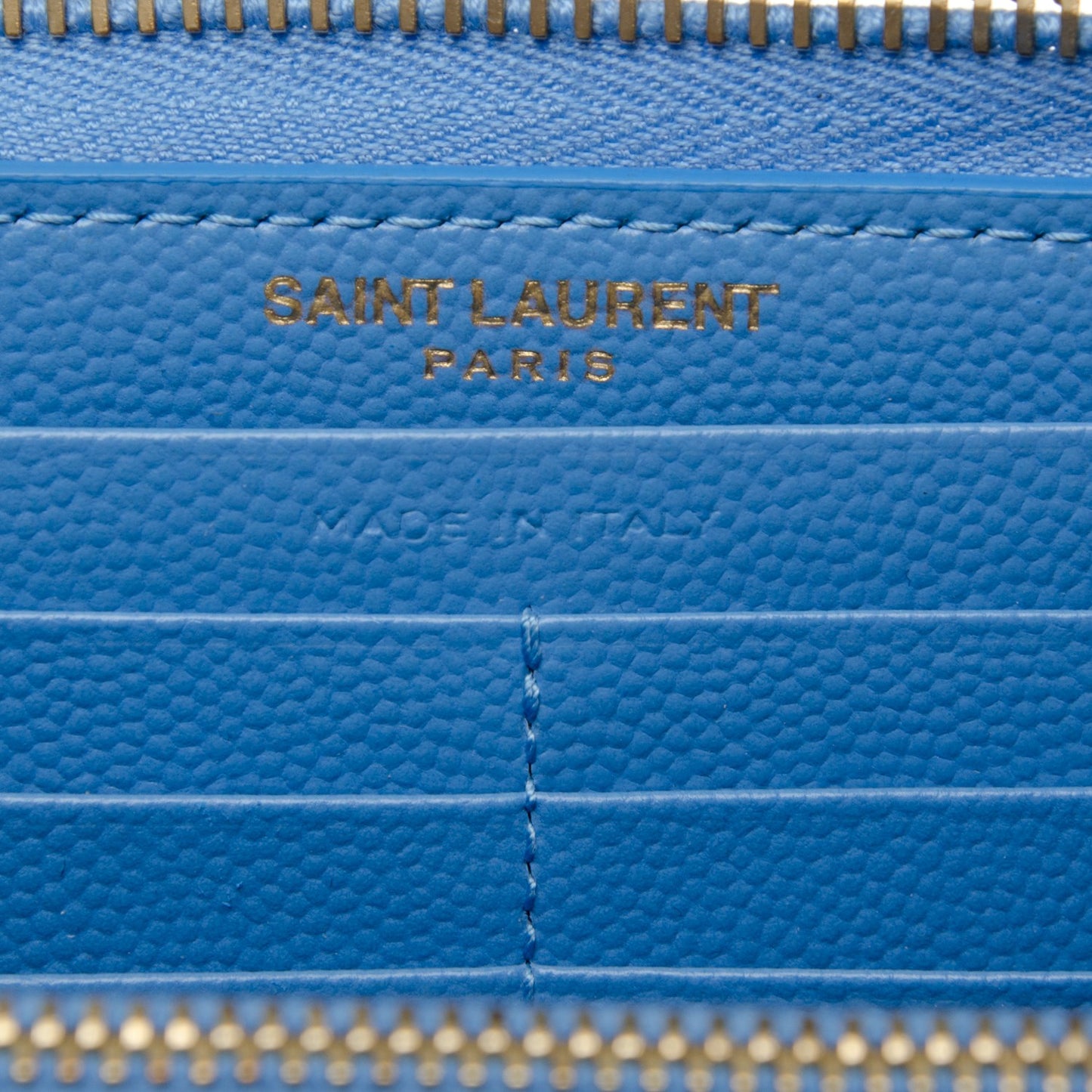Grain De Poudre Matelasse Chevron Monogram Zip Around Wallet Blue Clair