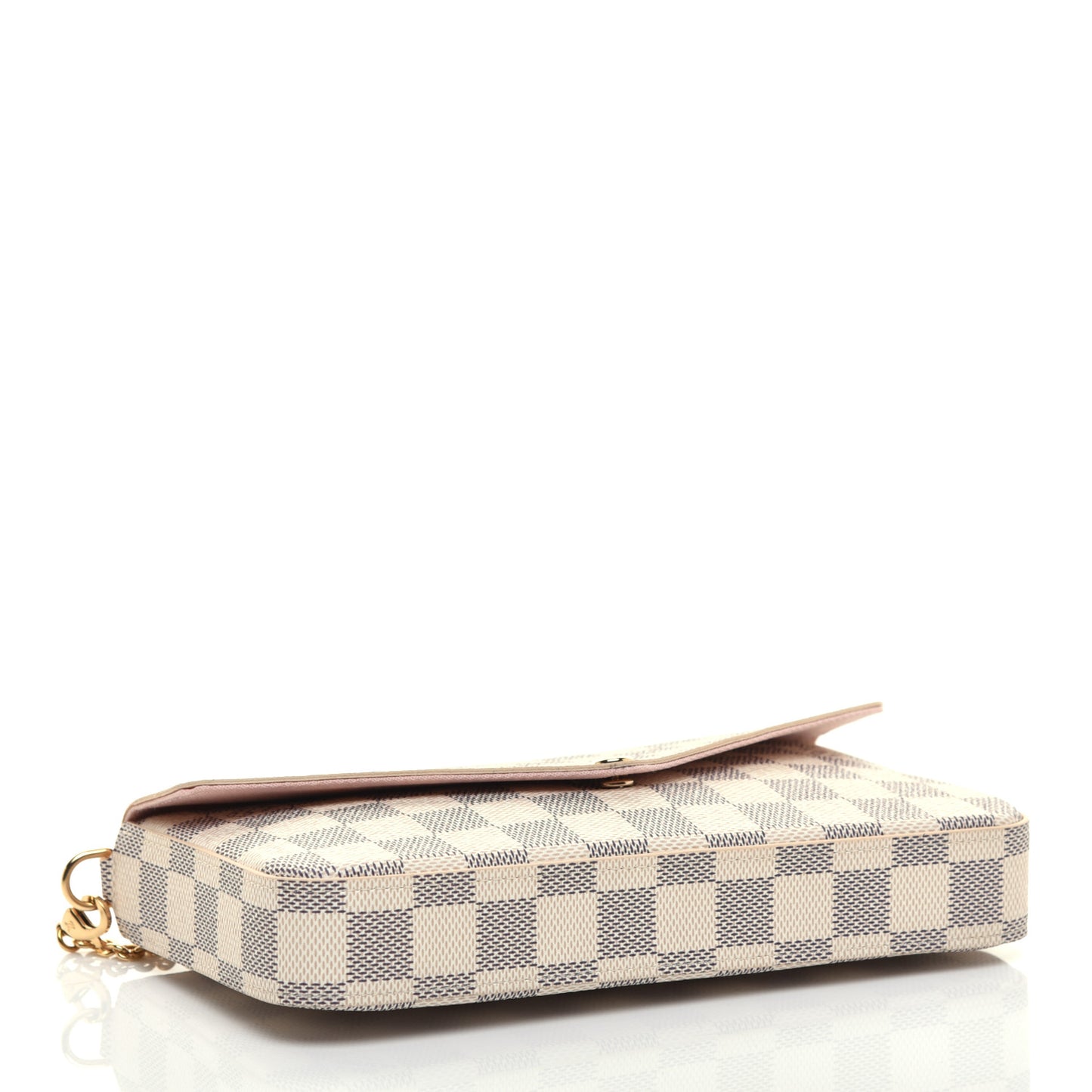 Damier Azur Pochette Felicie Chain Wallet Rose Ballerine