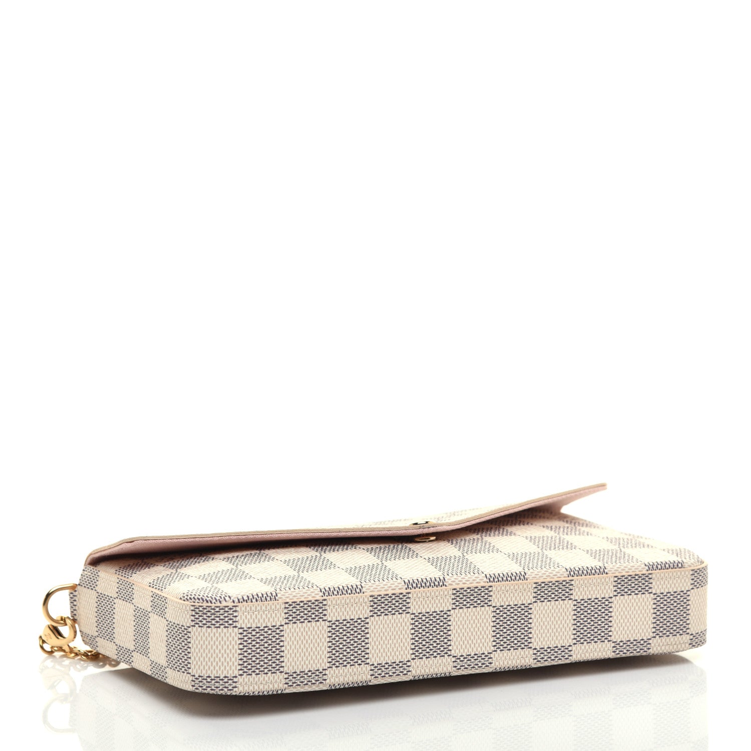 Louis Vuitton Damier Azur Pochette Felicie Chain Wallet Rose Ballerine 4 of 10