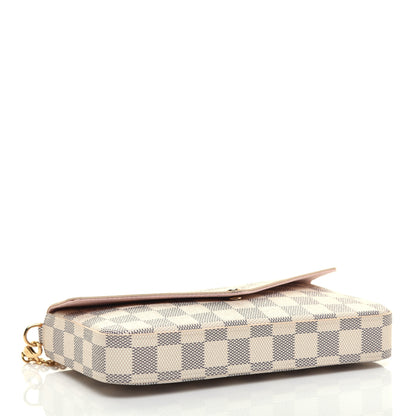 Louis Vuitton Damier Azur Pochette Felicie Chain Wallet Rose Ballerine 4 of 10