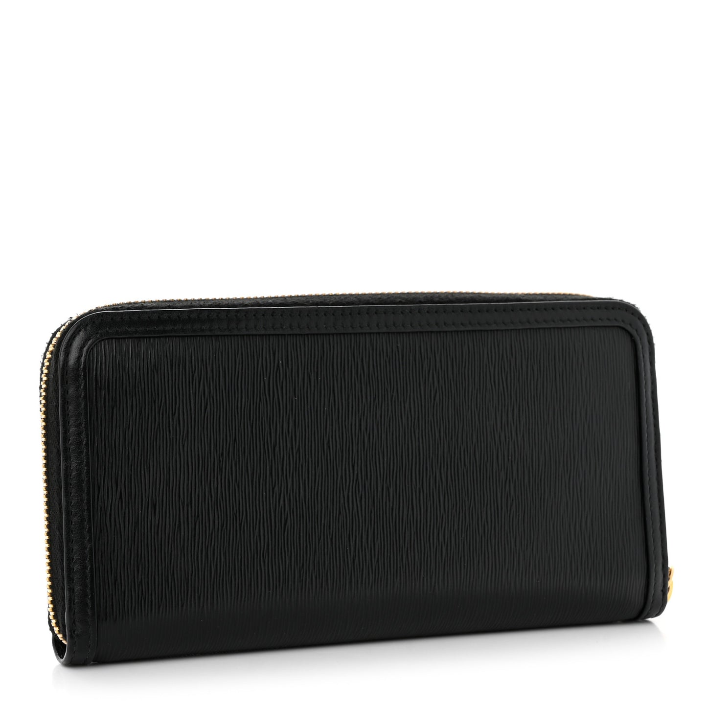 Vitello Move Bow Zip Around Wallet Black