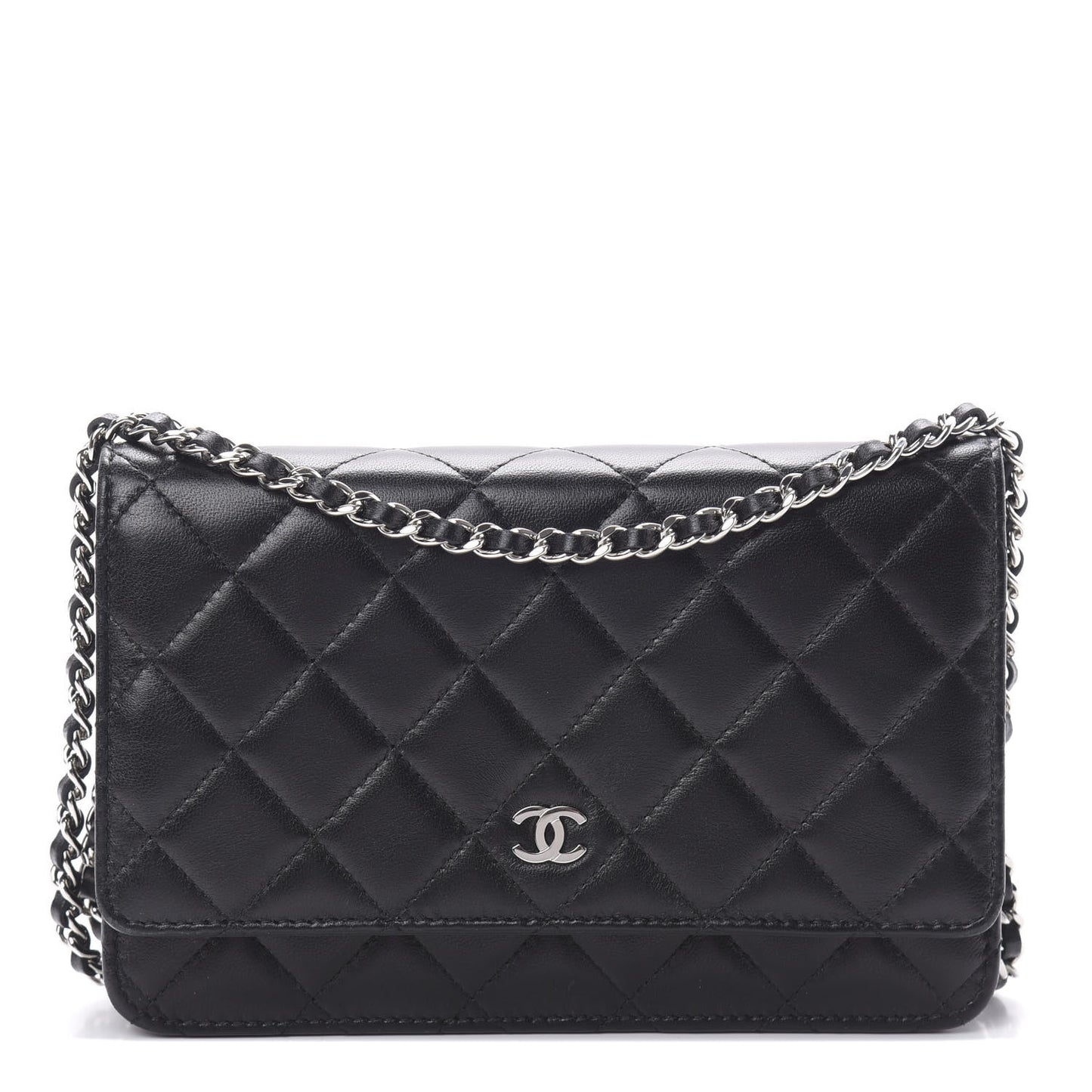 Lambskin Quilted Wallet On Chain WOC Black