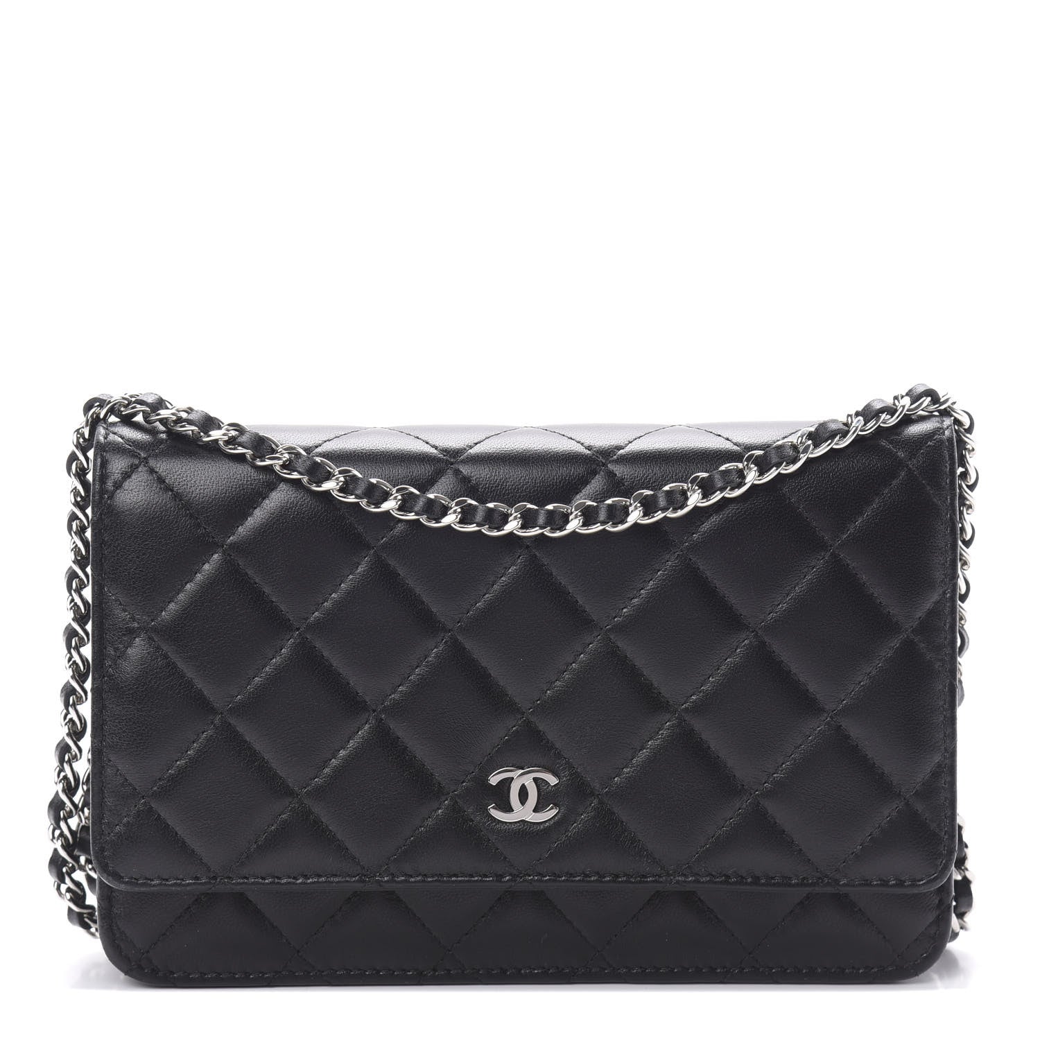 Chanel Lambskin Quilted Wallet On Chain WOC Black 1 of 14