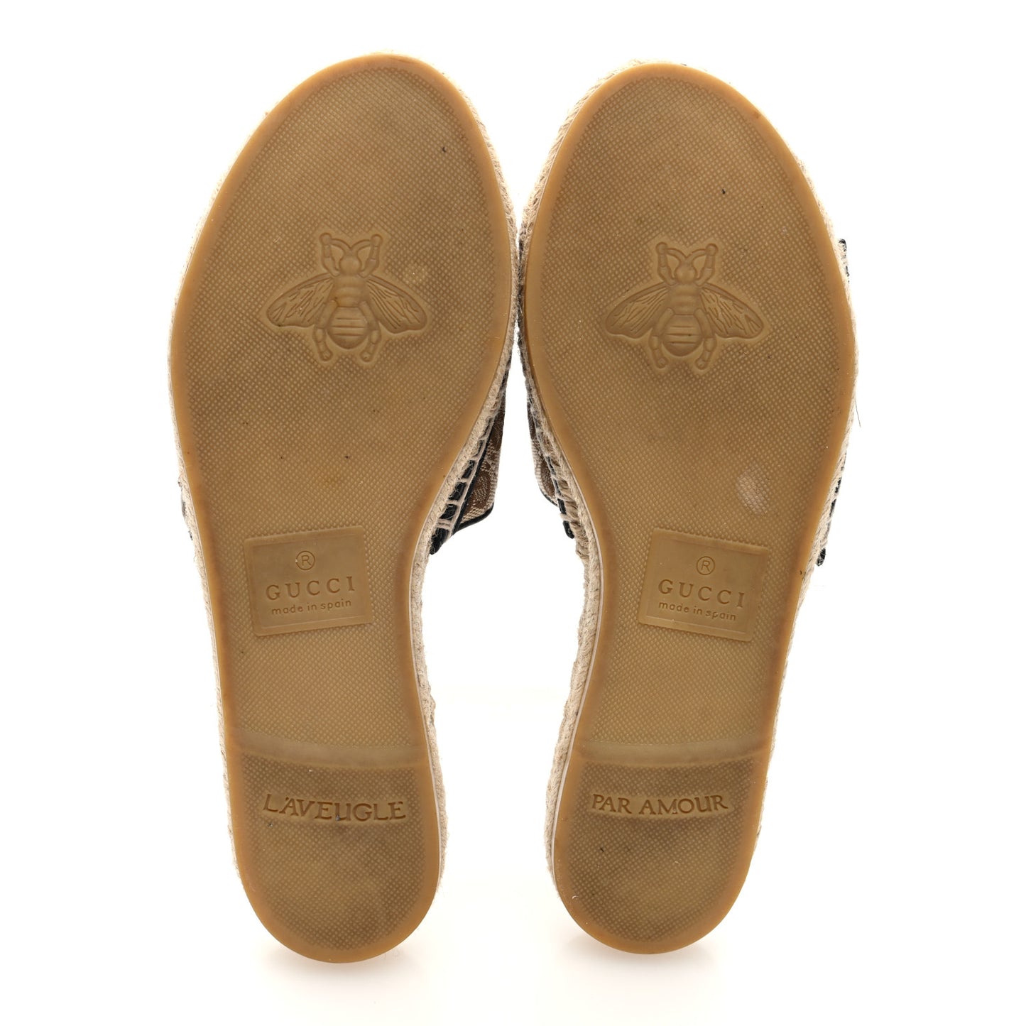 Monogram Matelasse GG Marmont Espadrille 20mm Slide Sandals 37 Beige Ebony Black