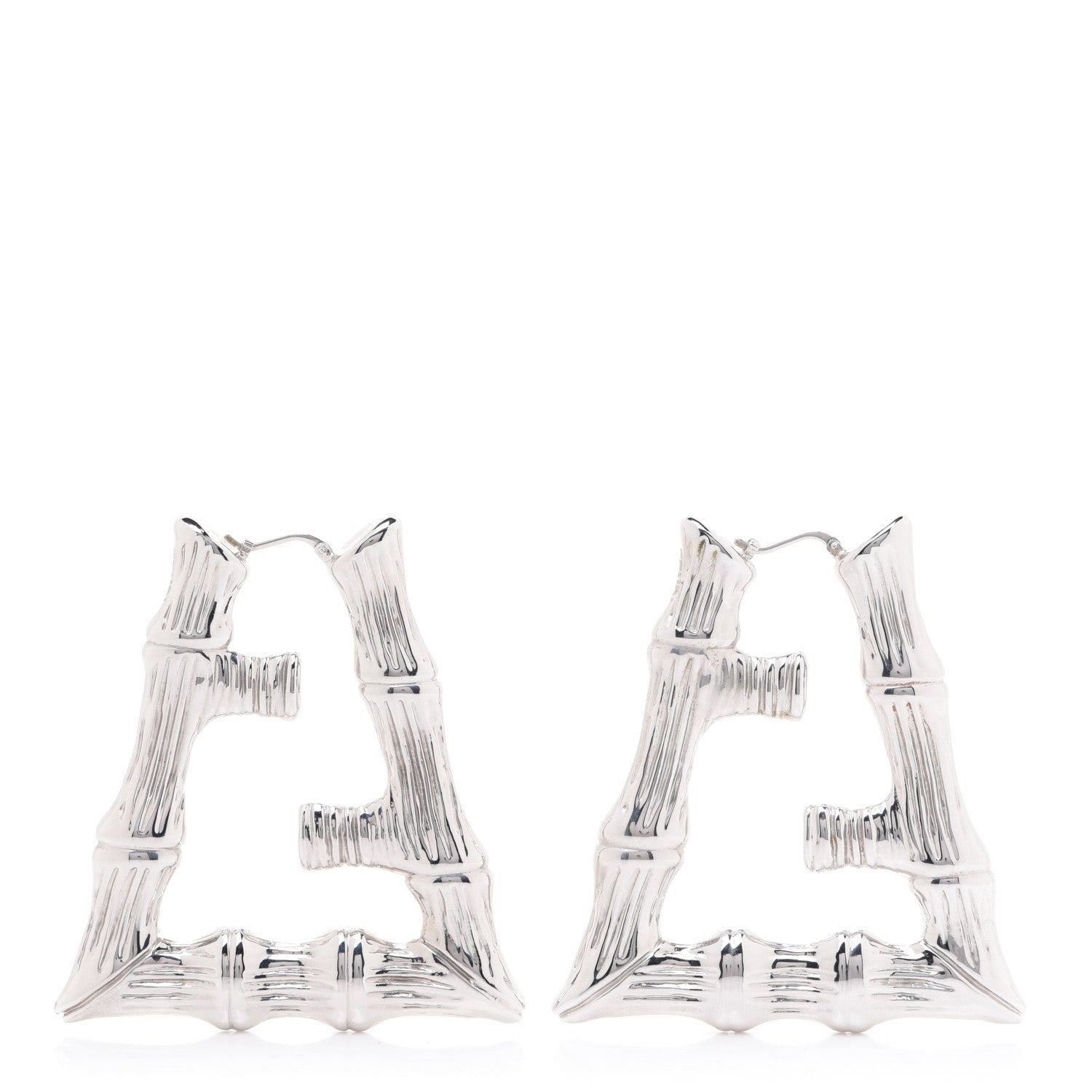 Fendi Metal FF Bamboo Hoop Earrings Silver 1 of 8