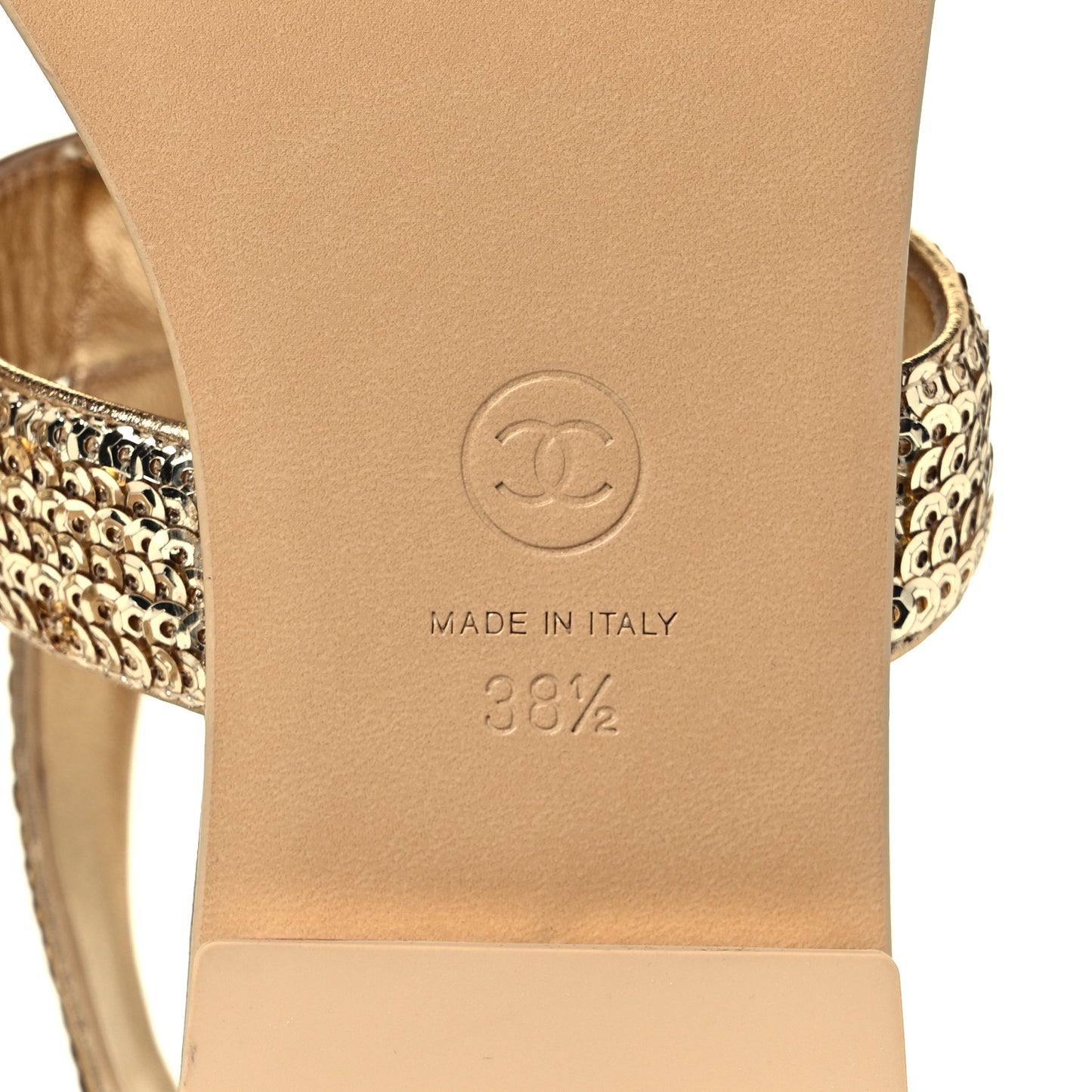 Sequin Pearl CC Thong Sandals 38.5 Gold