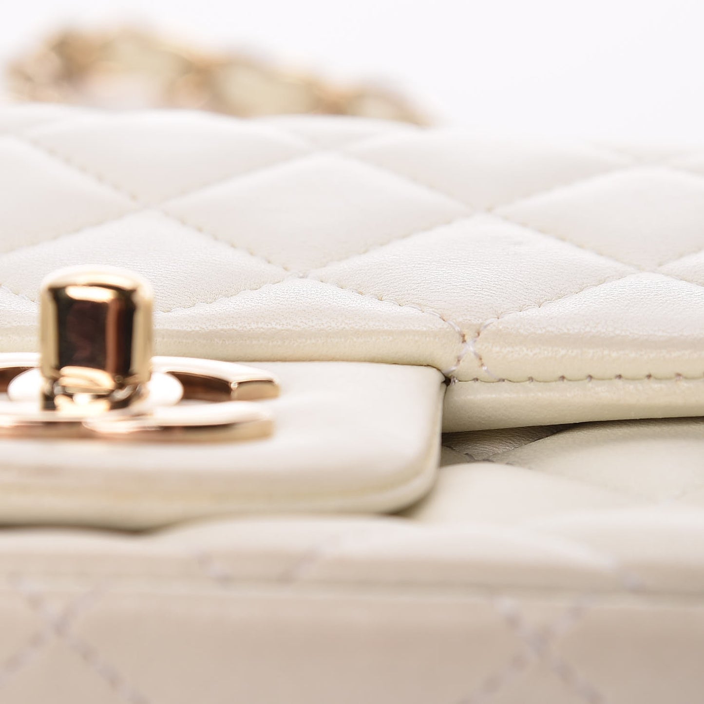 Lambskin Quilted Mini Square Flap White