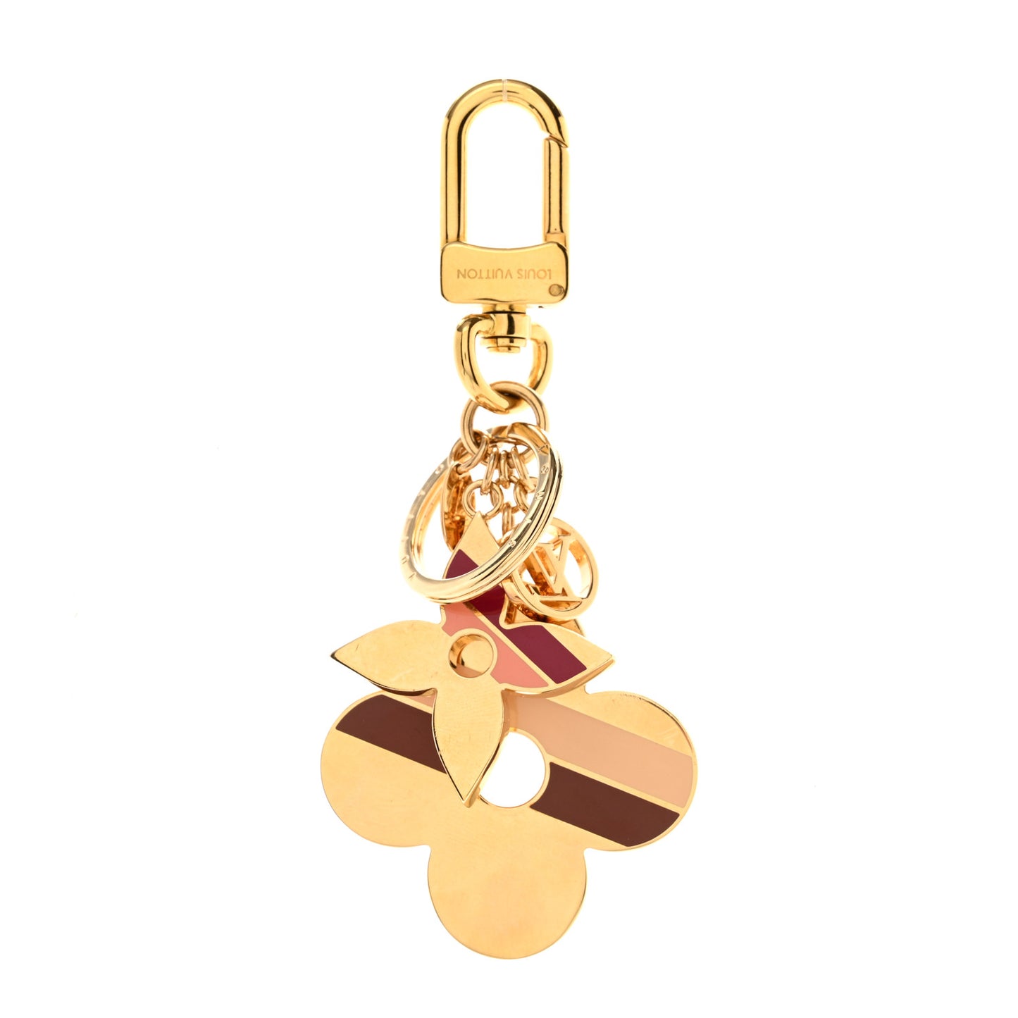 Striped Flowers Bag Charm Key Holder