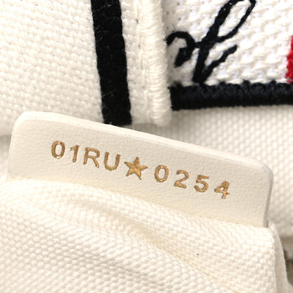 Christian Dior Calfskin Canvas Embroidered Small Dioramour Je Vous Adore Book Tote With Strap White Black Red 6 of 9