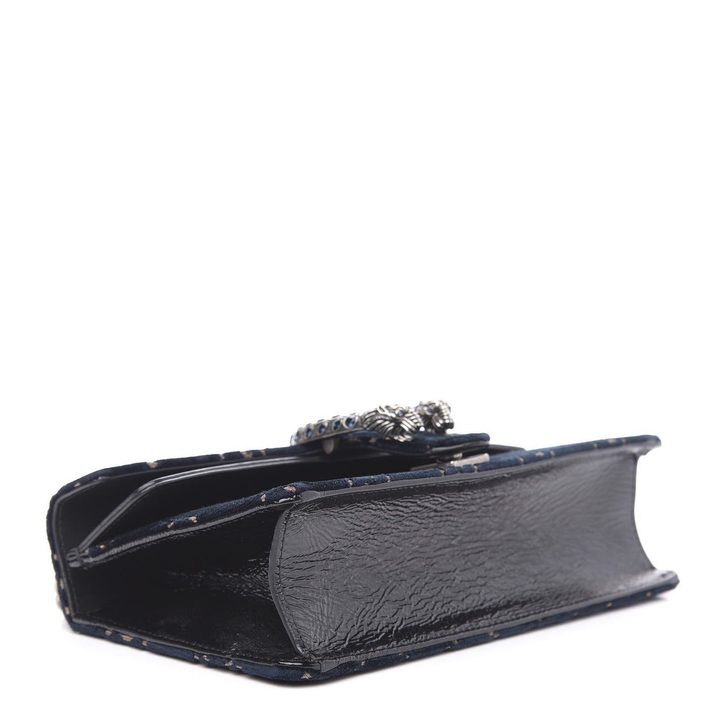 Velvet Skipper Crystal GG Monogram Small Dionysus Shoulder Bag Blue Beige Black