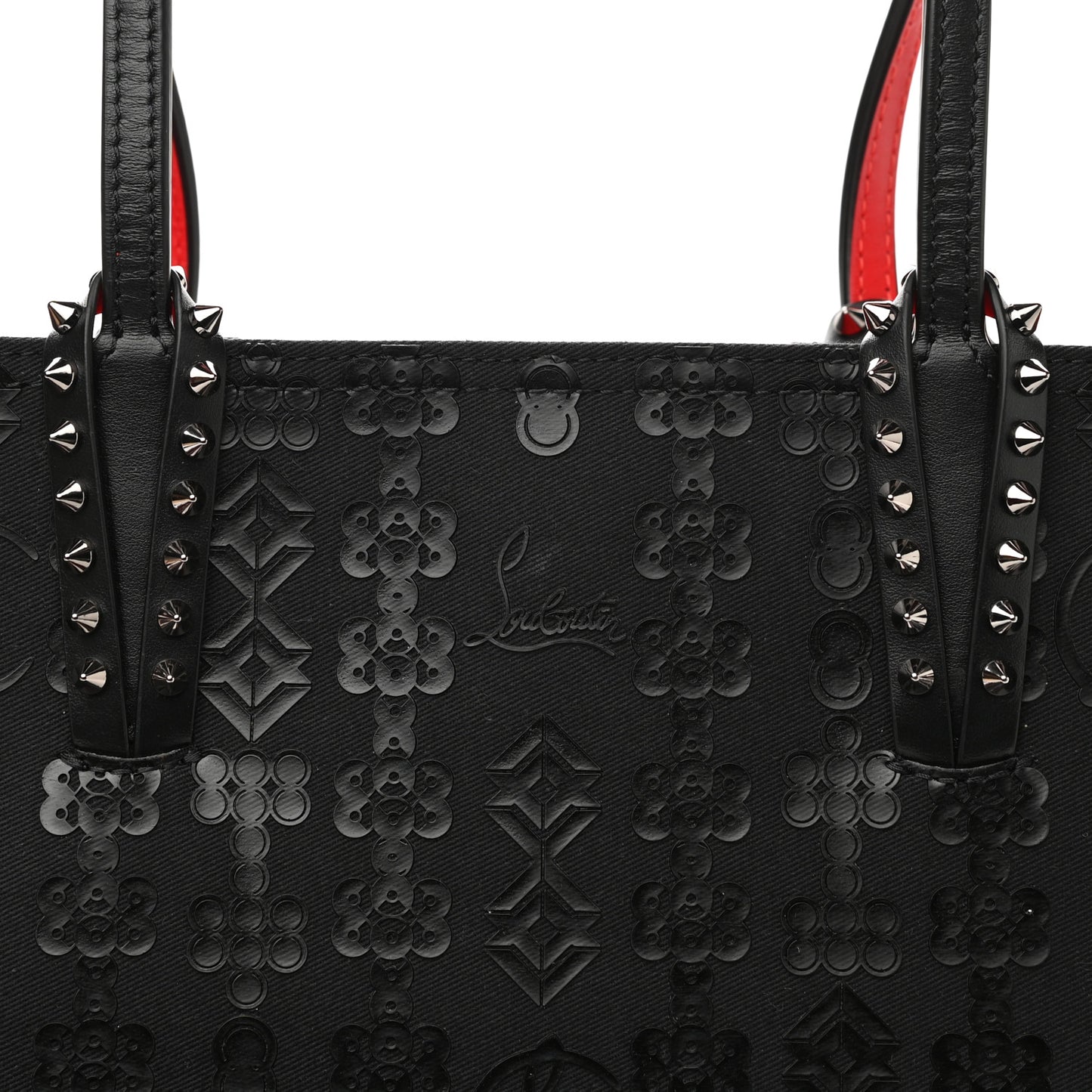 Calfskin Loubinetic Spikes East West Cabata Tote Black