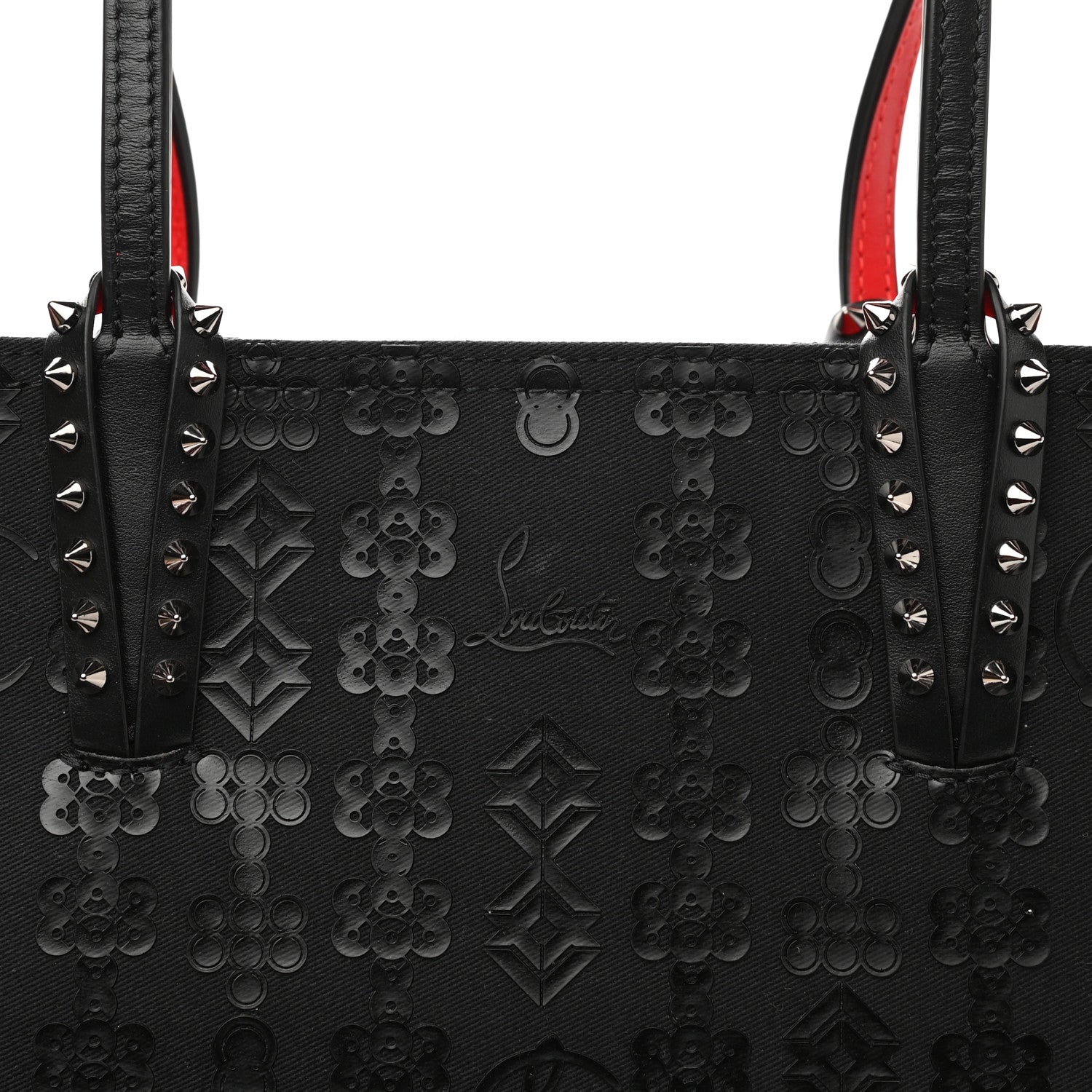 Christian Louboutin Calfskin Loubinetic Spikes East West Cabata Tote Black 9 of 11