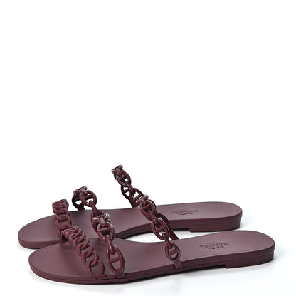 Hermes Rubber Chaine d'Ancre Rivage Sandals 37 Bordeaux 3 of 9