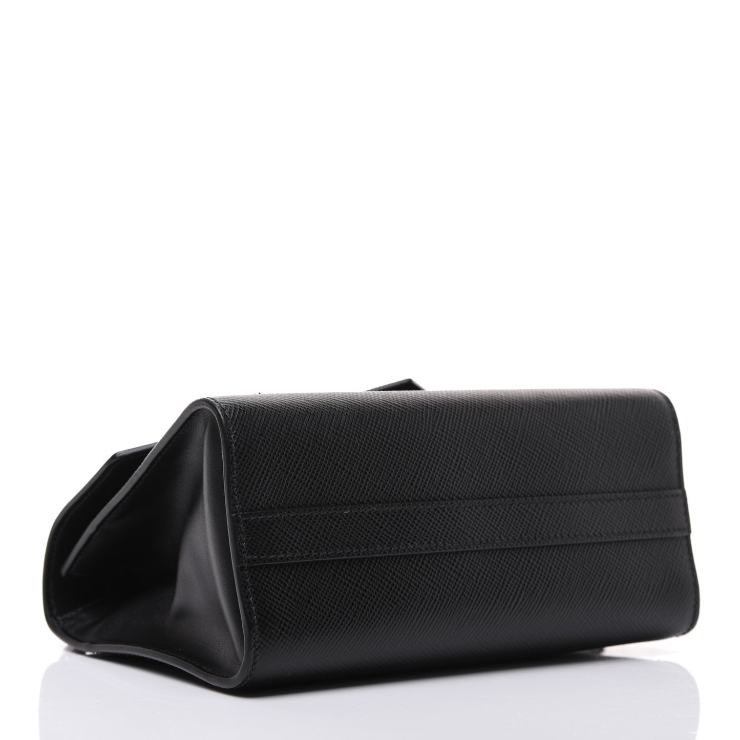 Saffiano Cuir Calfskin Monochrome Patches Envelope Flap Chain Shoulder Bag Black