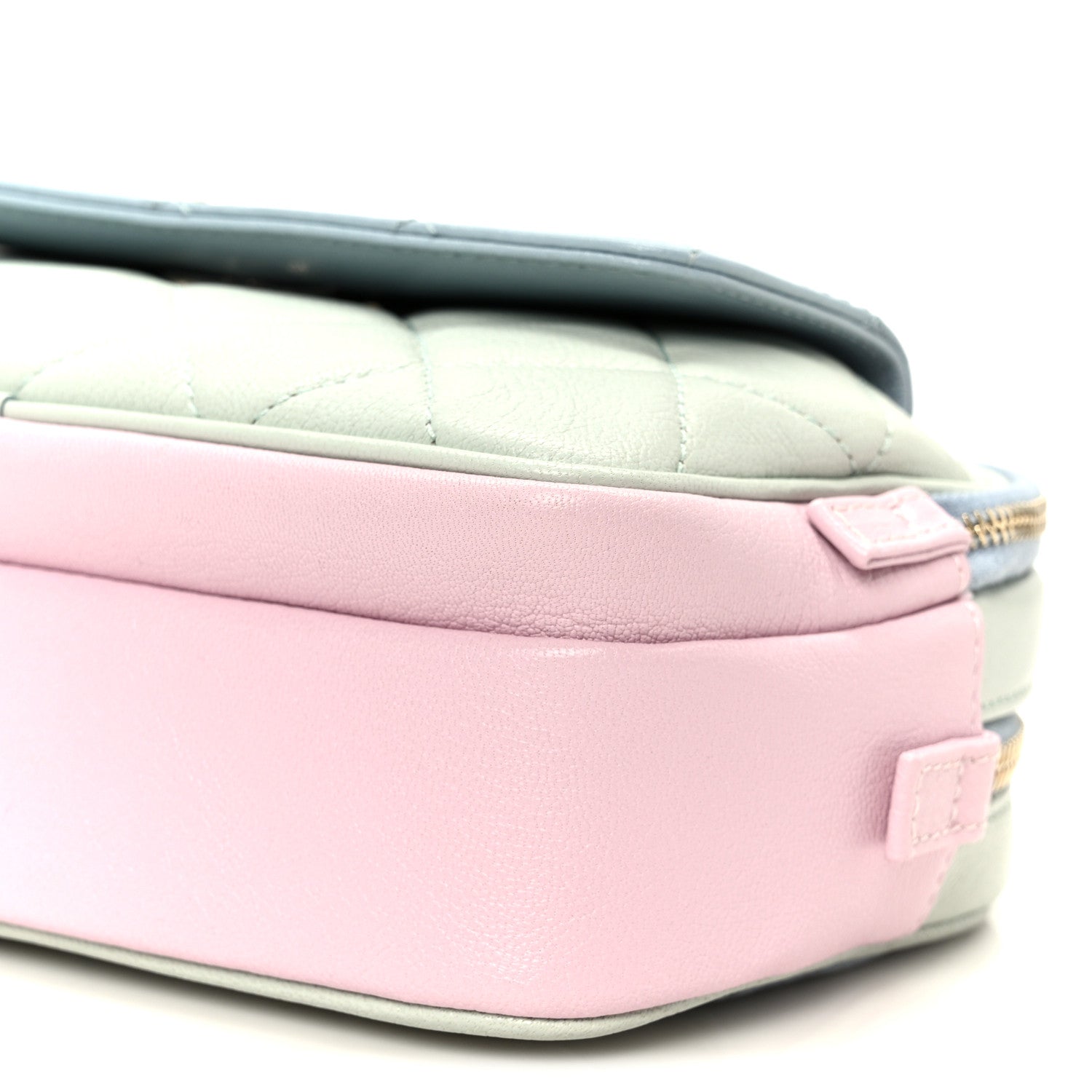 Chanel Goatskin Quilted Tri-Color In & Out Waist Bag Green Blue Pink 13 of 14