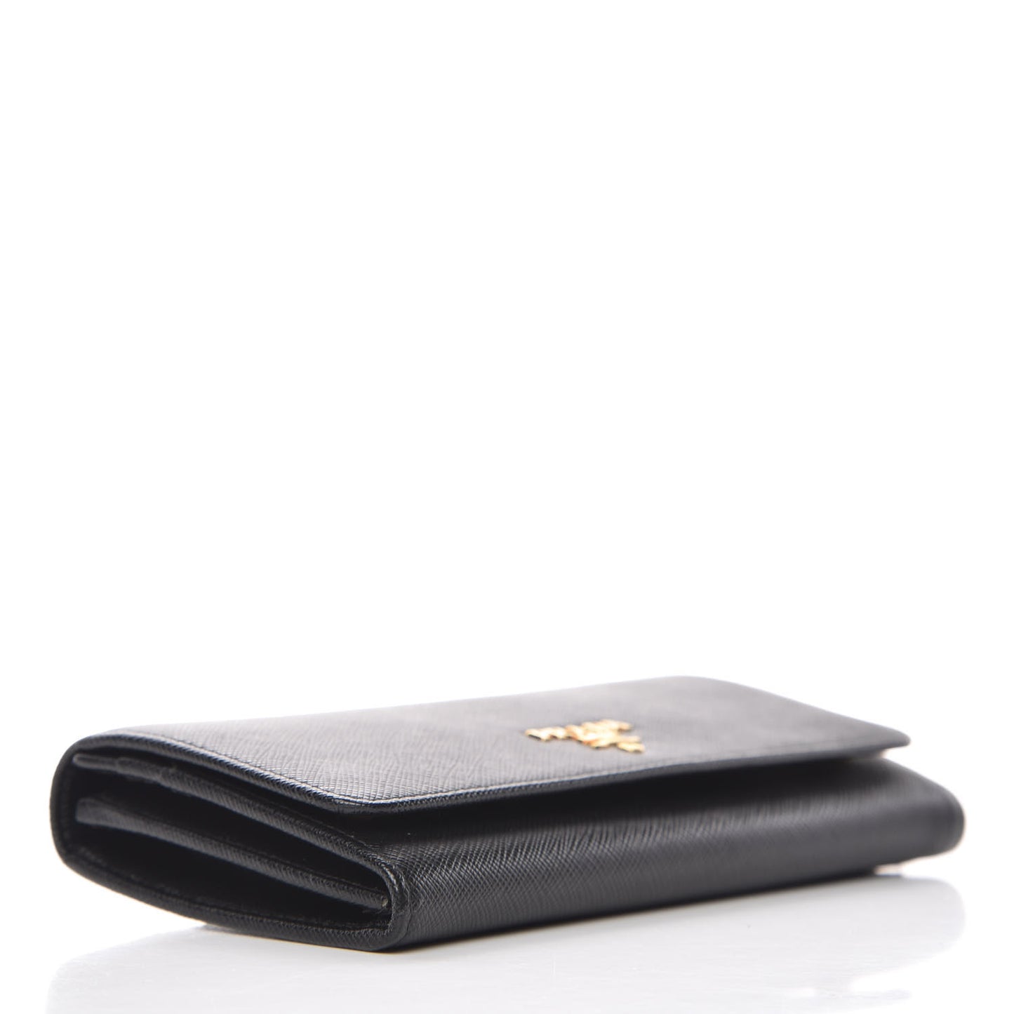 Saffiano Metal Continental Flap Wallet Black
